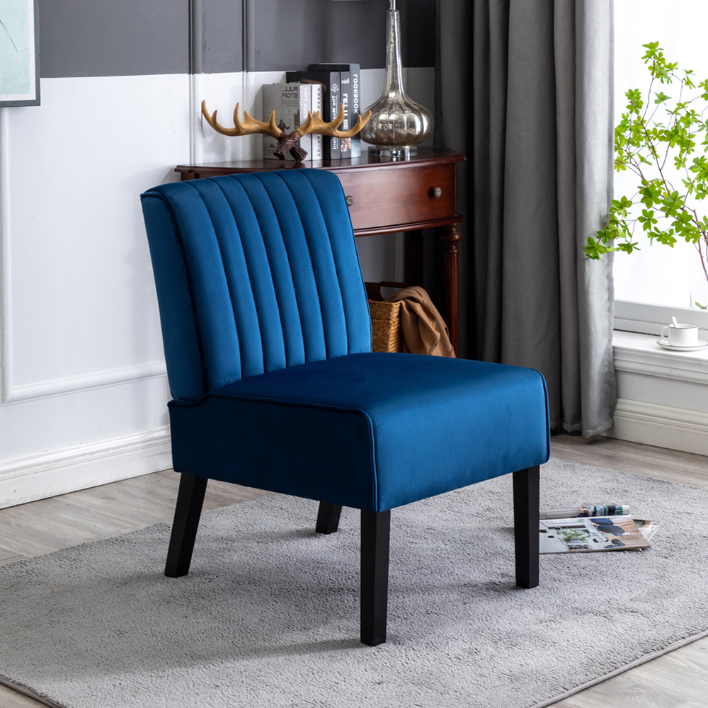 Reese chaises accent lot de 2, velours bleu foncé, jambes bois