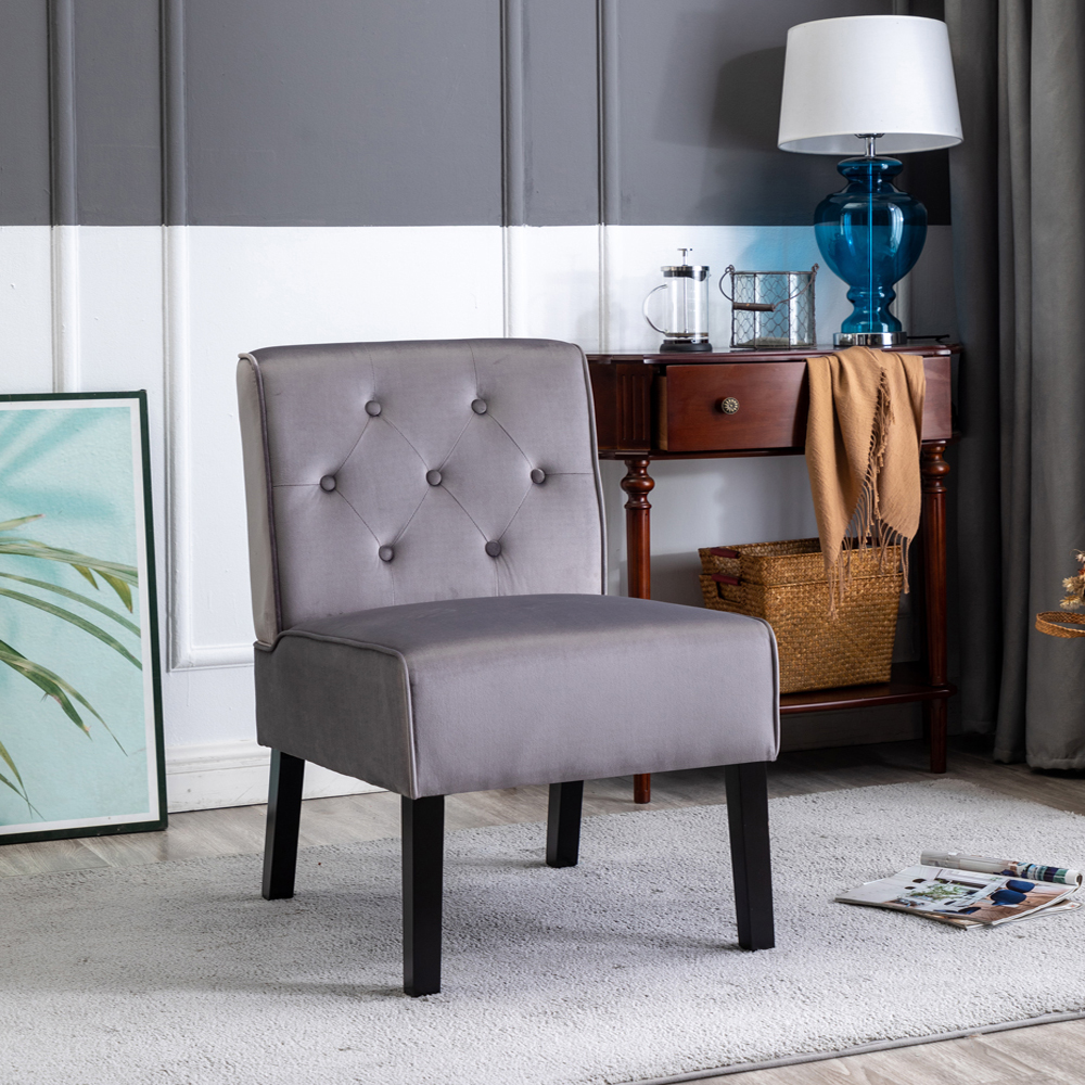 Reese Fauteuil accent 53po, 2pc, velours gris