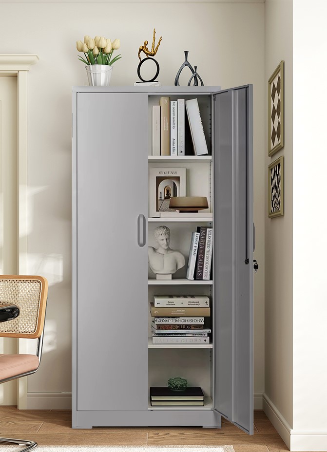 Armoire rangement métal Container Furniture Direct 71po, grise