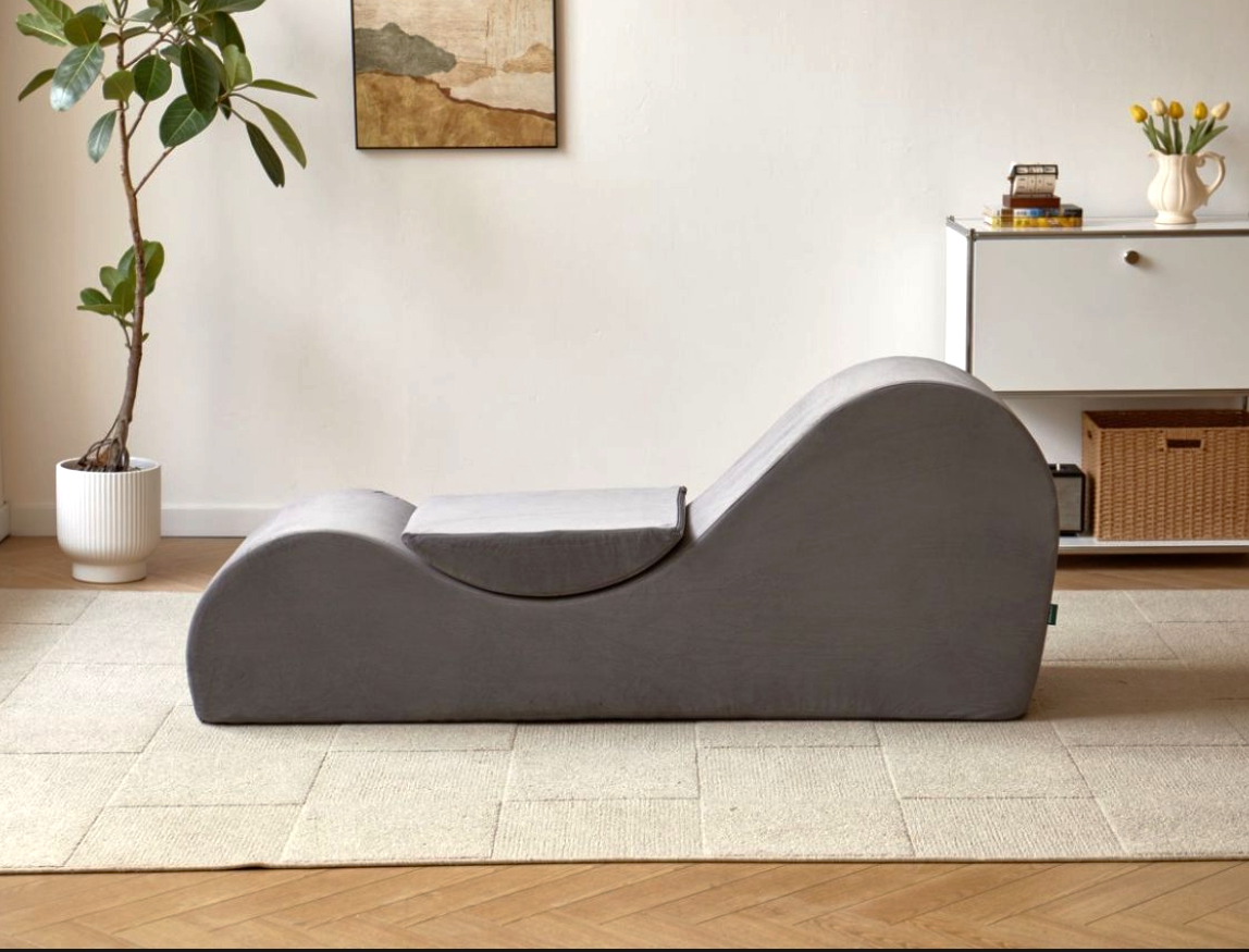 Chaise longue Solace, mousse ferme, housse lavable, gris