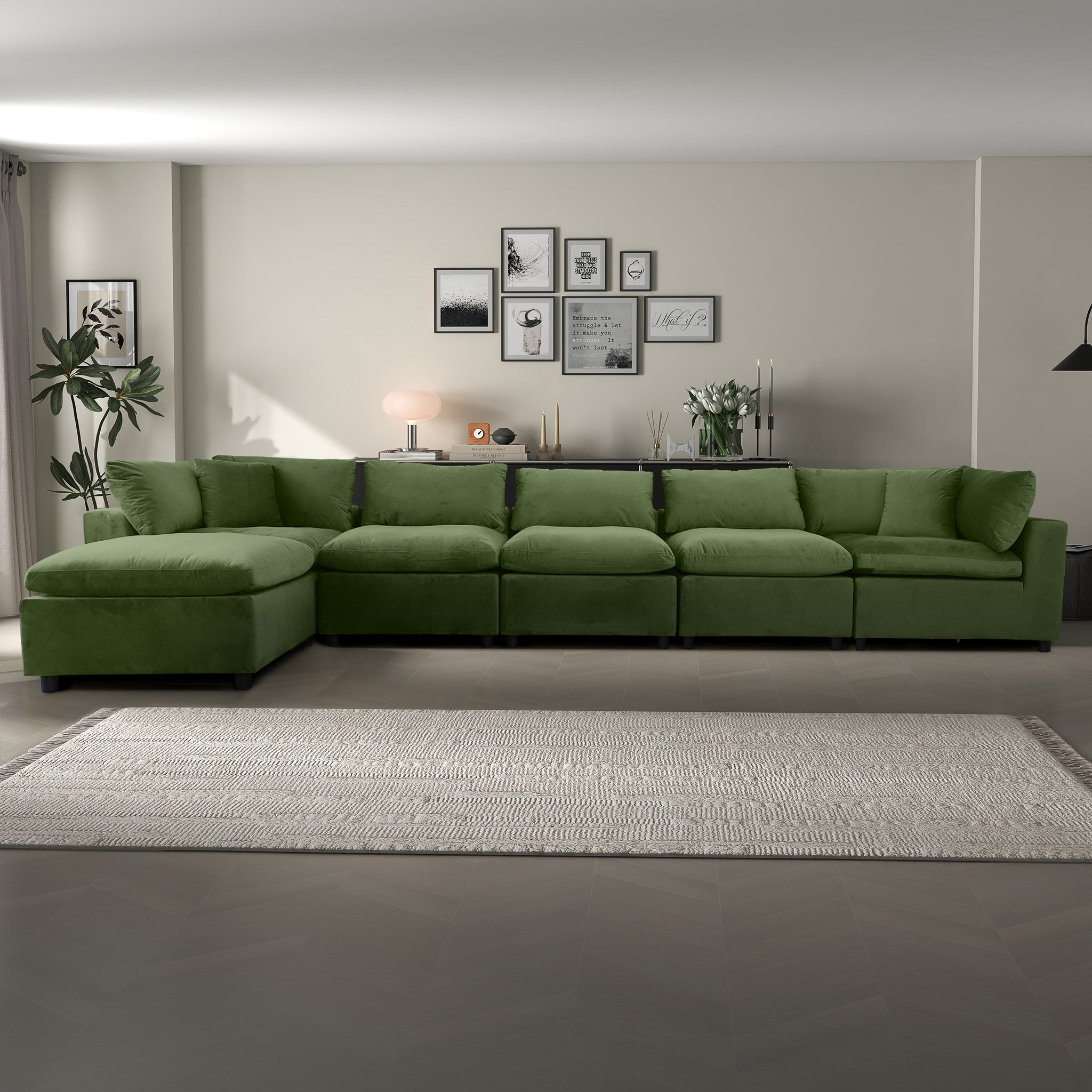 Sofa sectionnel modulaire Hayward olive velours