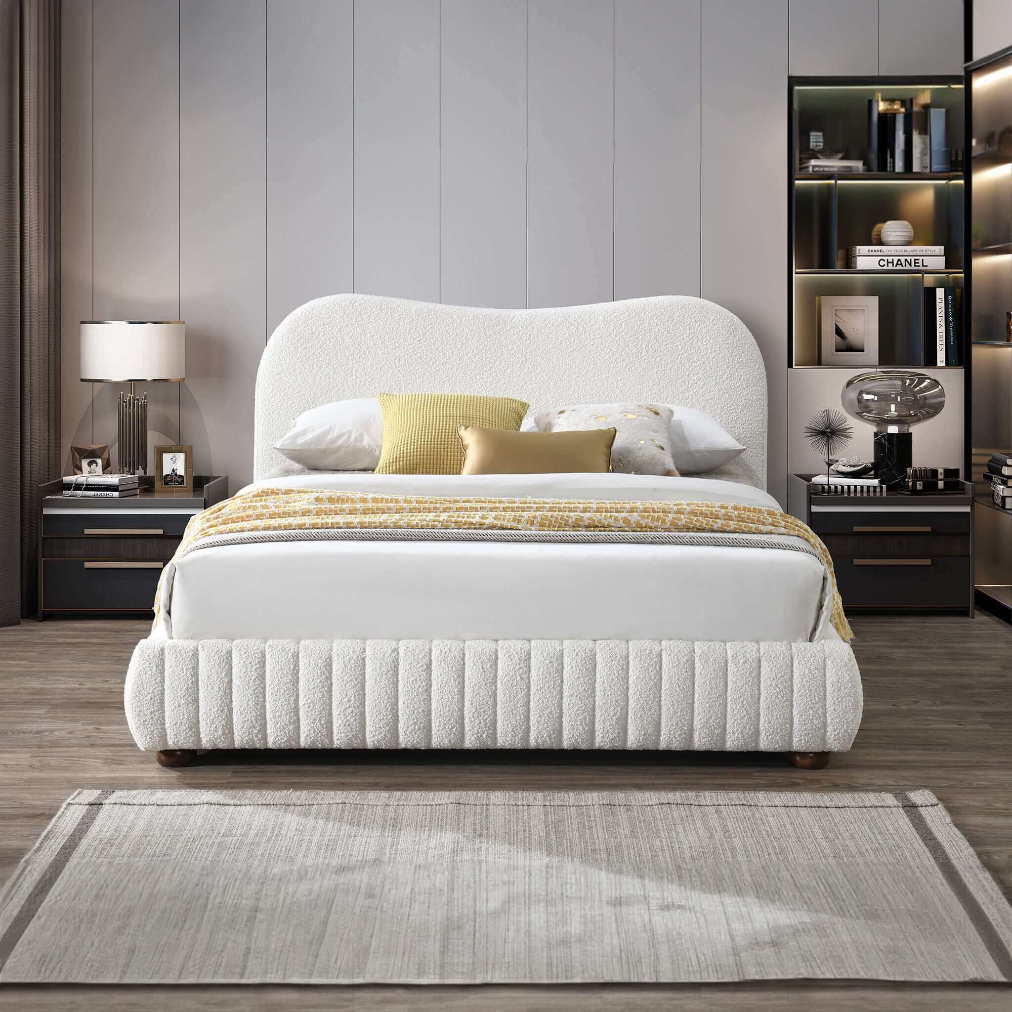 Lit plateforme queen Norme Boucle crème