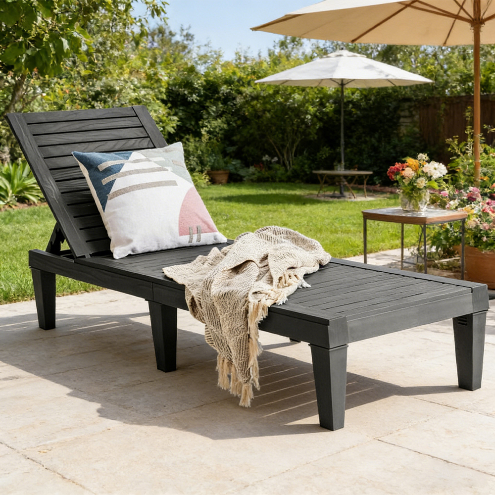 Chaise longue patio 5 positions dossier ajustable