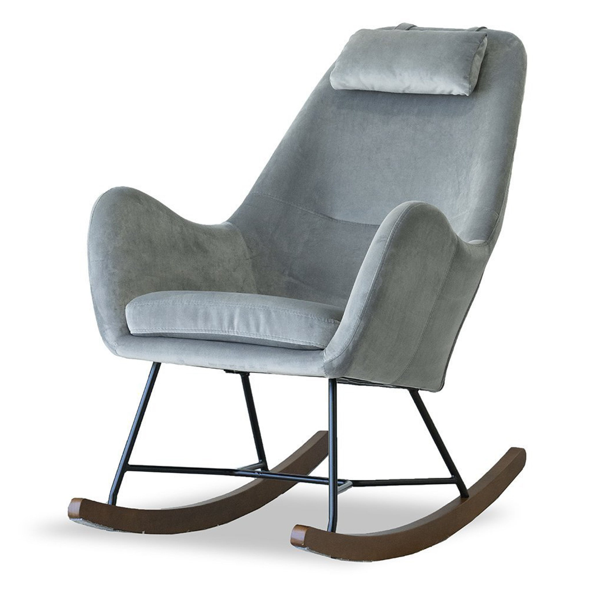 Chelsea fauteuil à bascule velours gris, confort style, 38,5 x 27,5 po