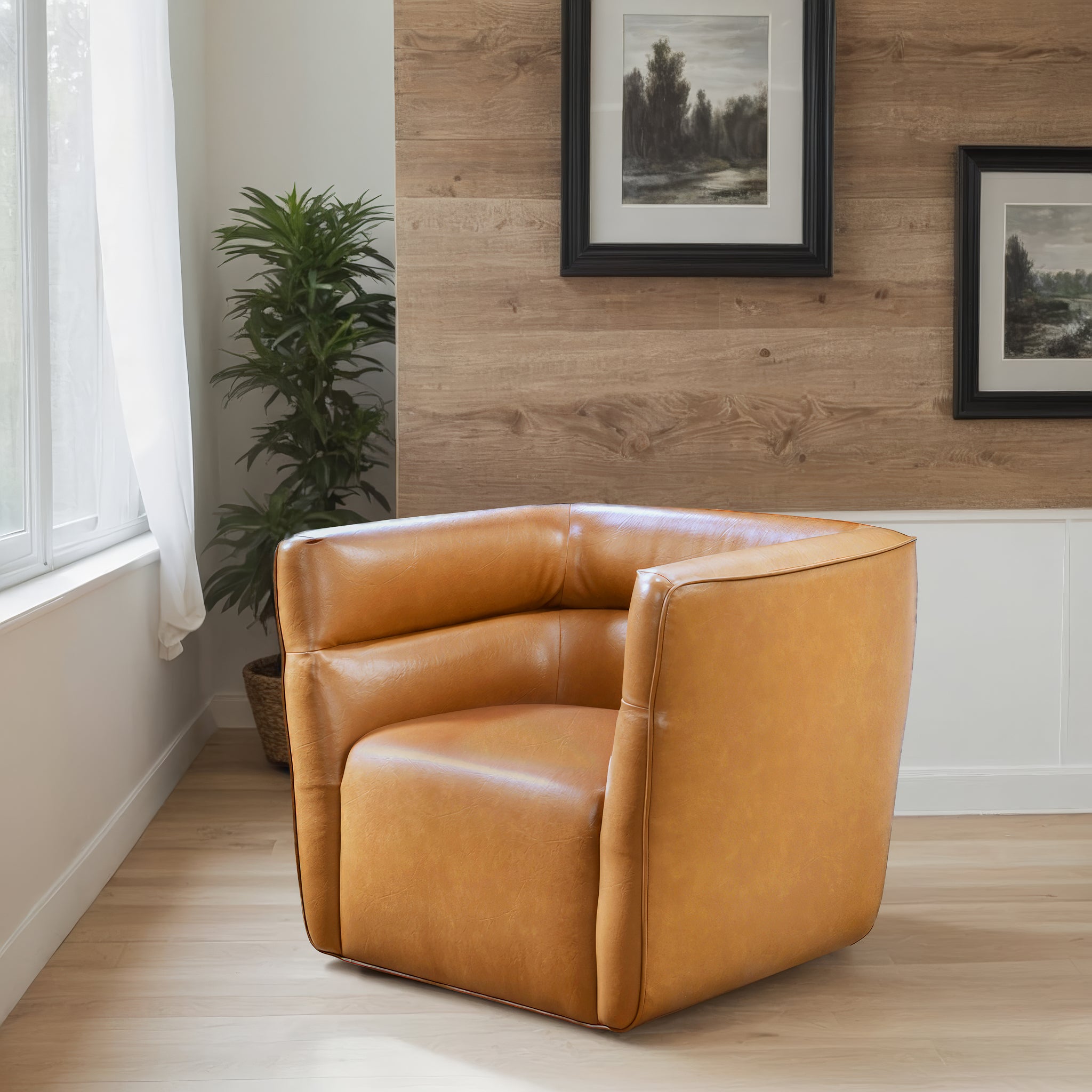 Callan Fauteuil pivotant - Cuir végan tan