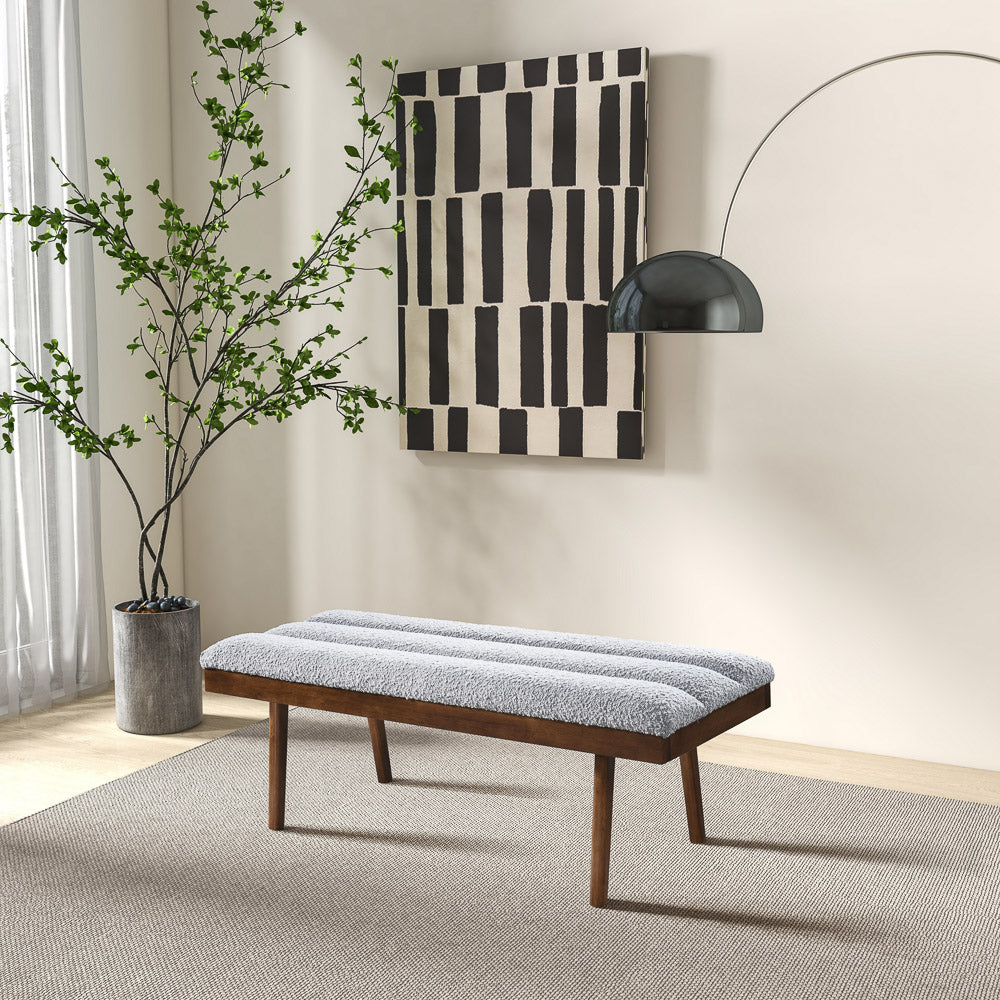 Banc Troni gris clair, bouclé