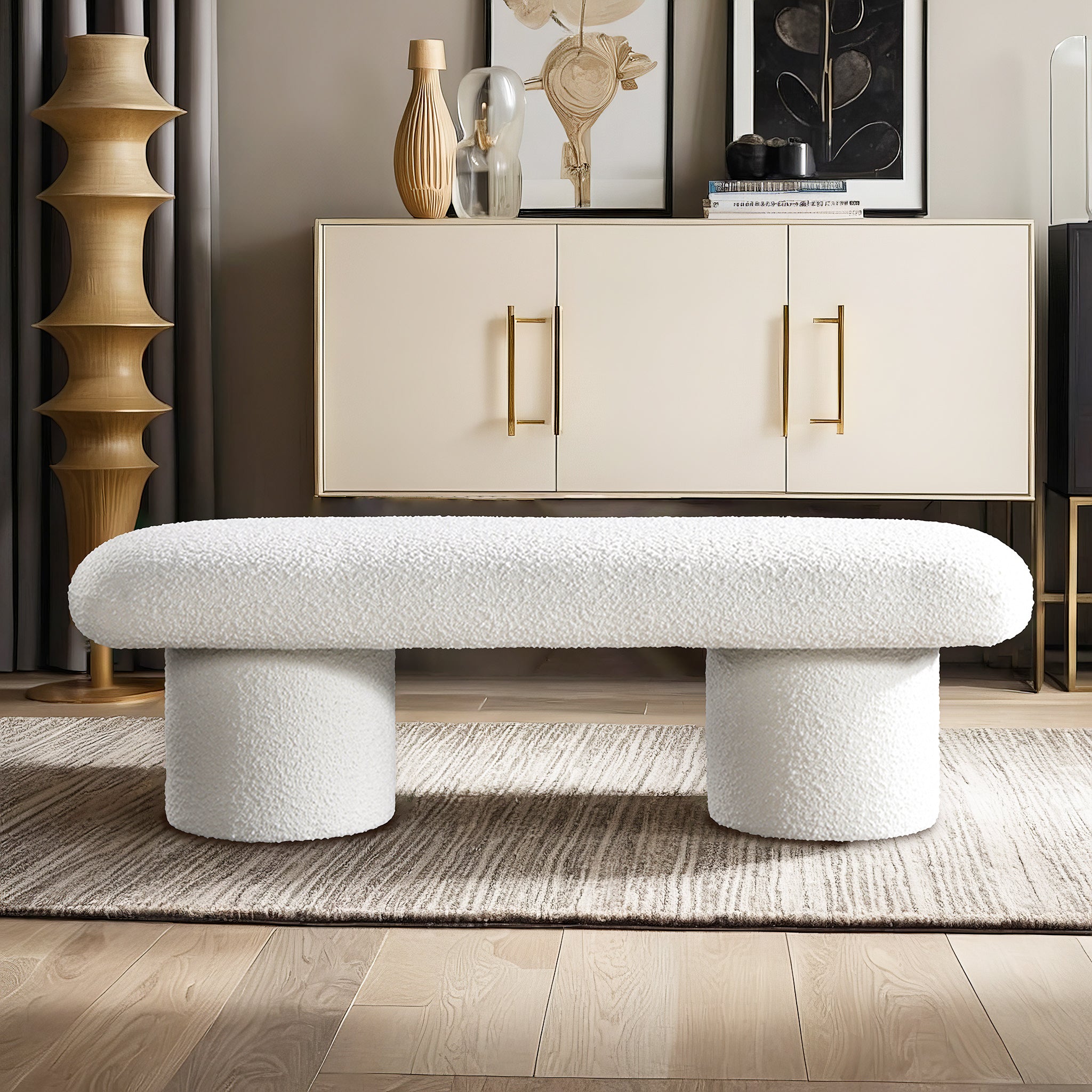 Banc Randolph ivoire bouclé