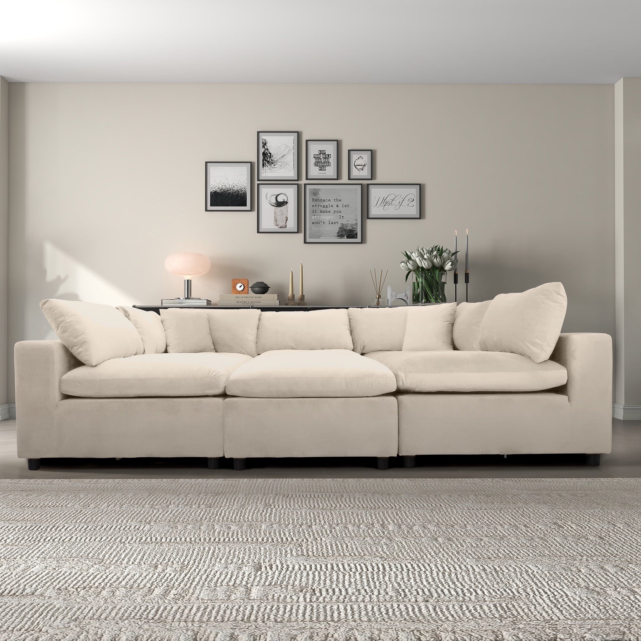 Sofa modulaire Hayward velours ivoire