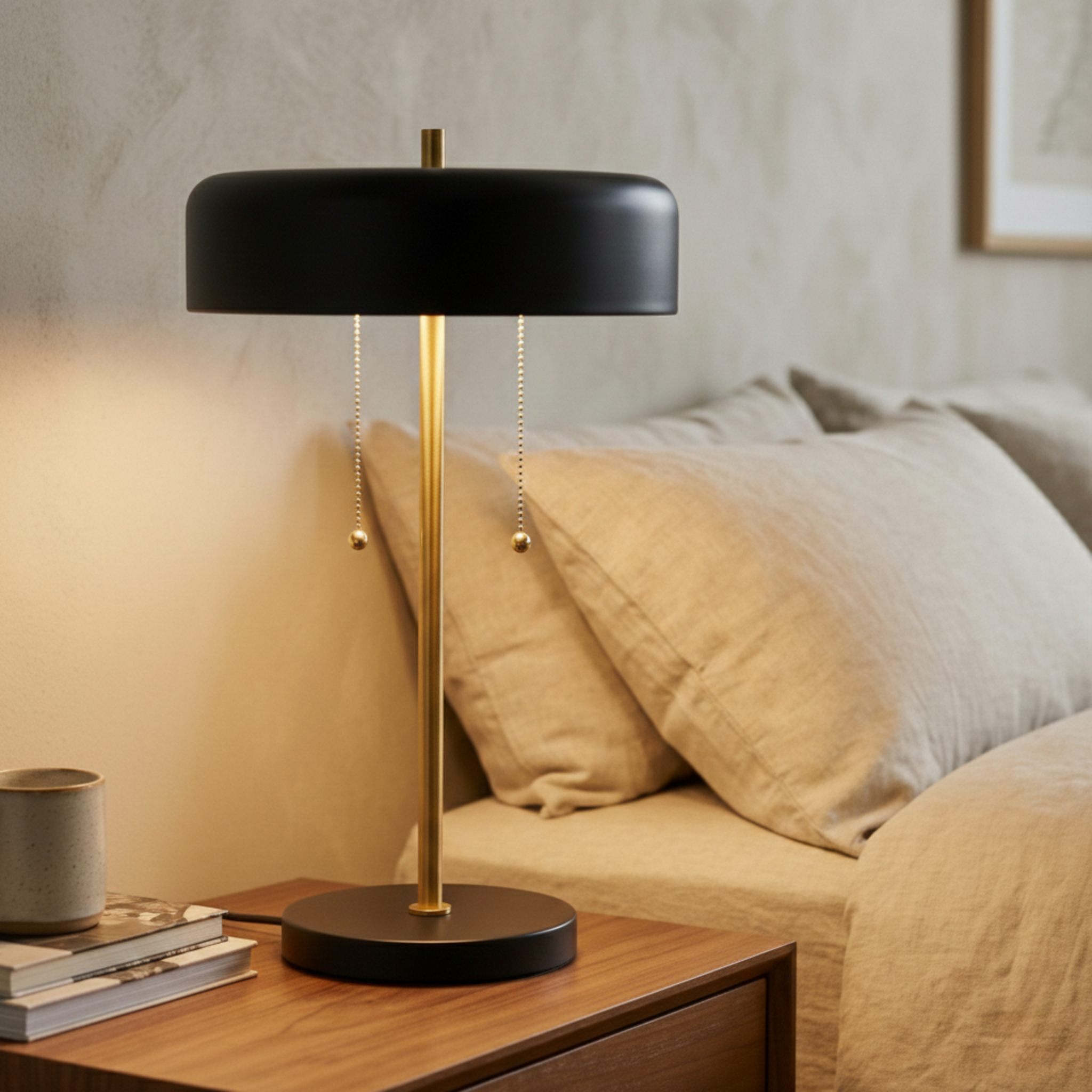 Lampe de table Obni nordique, 110-120V, noir/blanc, chambre bureau