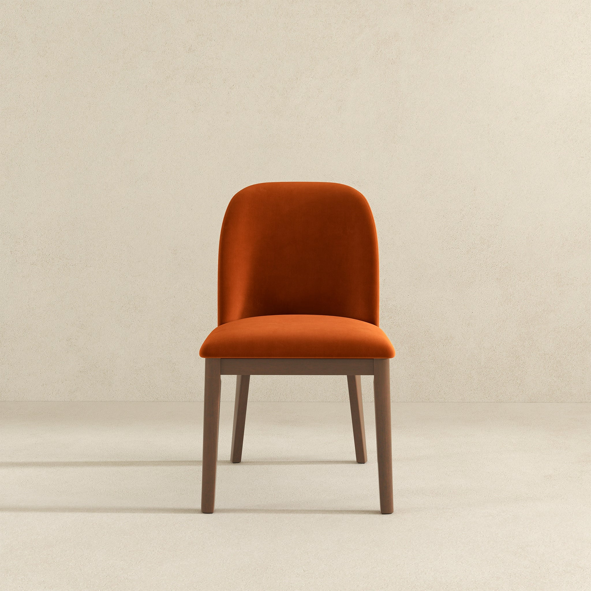 Chaise salle à manger mi-siècle, velours orange brûlé, ensemble de 2