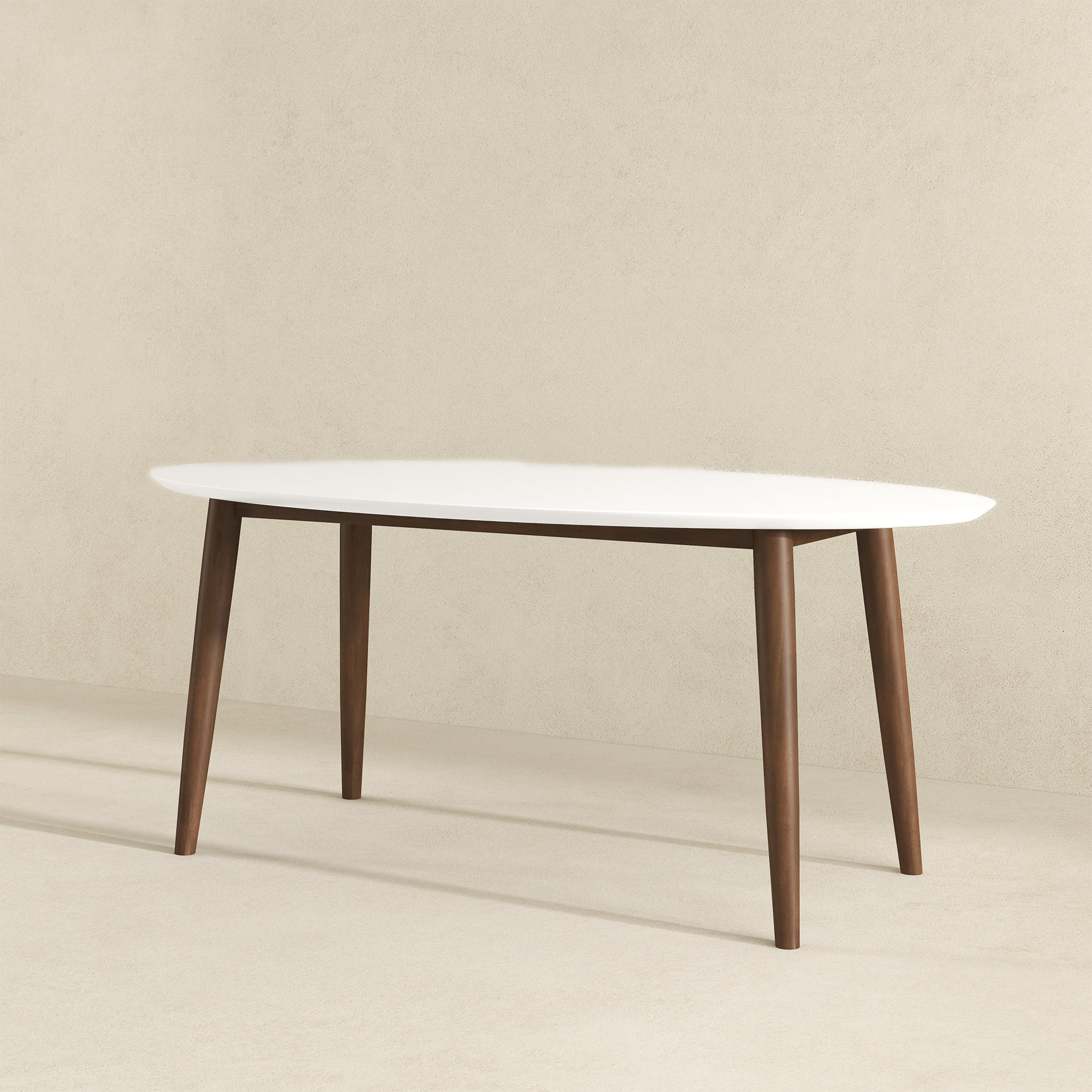 Ada table salle oval massif design blanc brun 29.7"