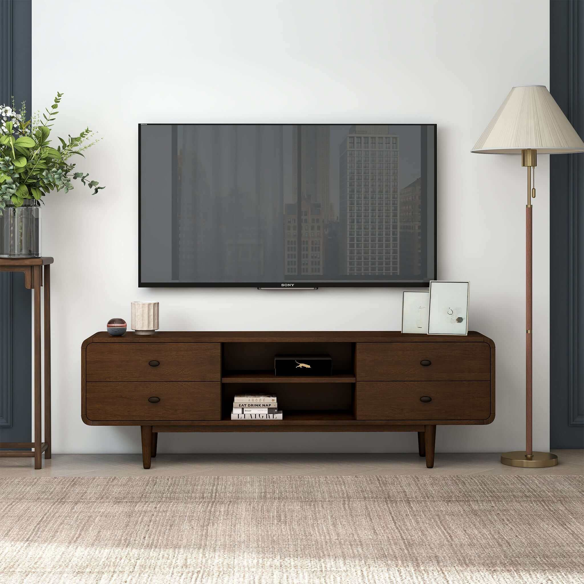 Meuble TV Alexa style rétro, bois, 71 po l x 23 po h