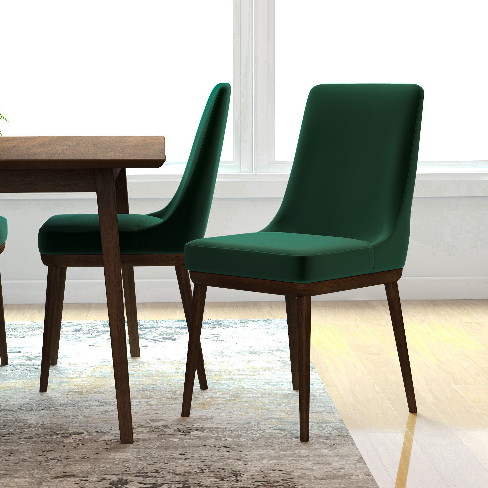 Kate Set 2 chaises velours mi-siècle, structure bois solide