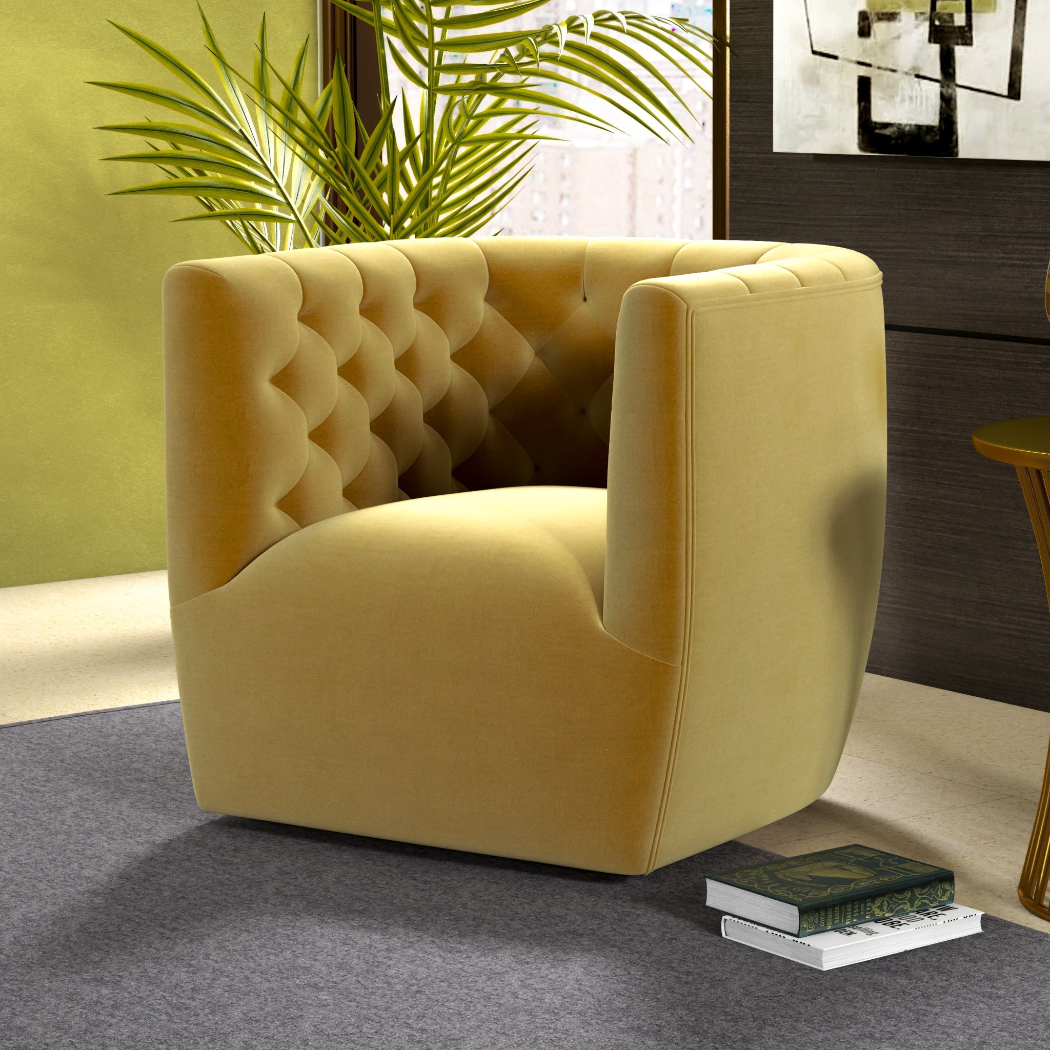 Chaise pivotante Delaney velours or