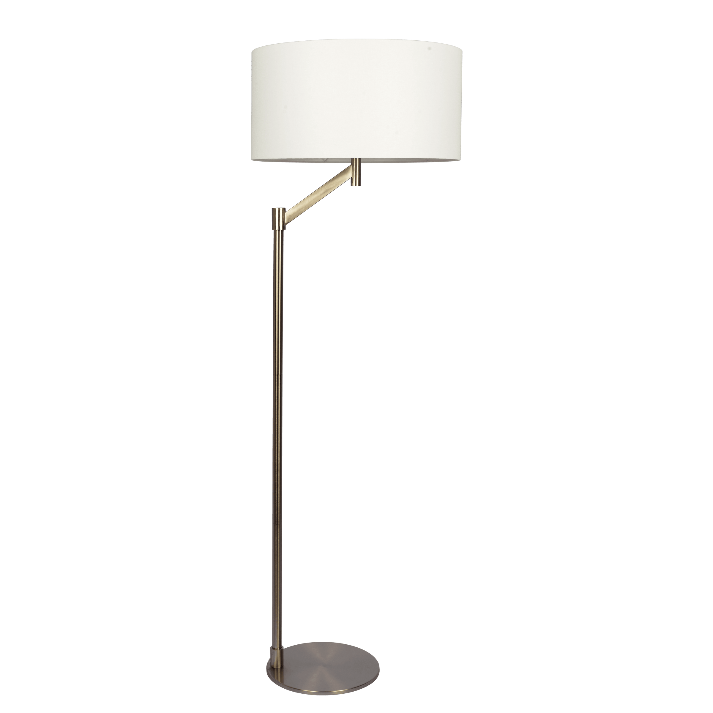 Lampadaire Serene nickel brossé base métal lin blanc