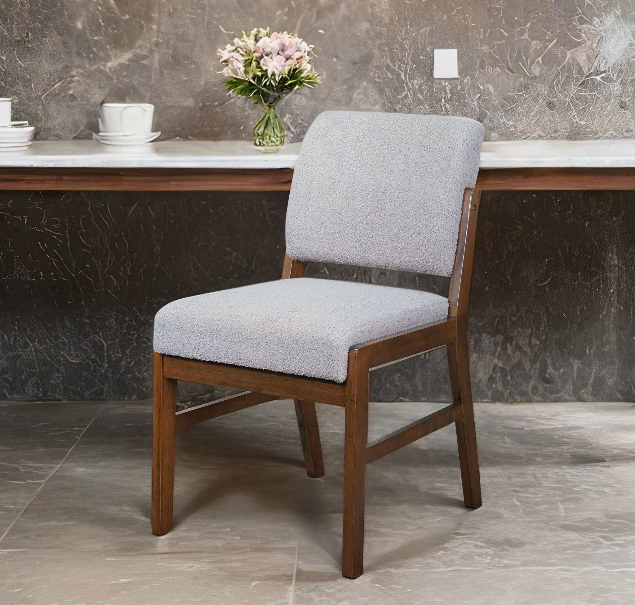 Caldwell - Chaises salle à manger gris clair boucle, lot 2