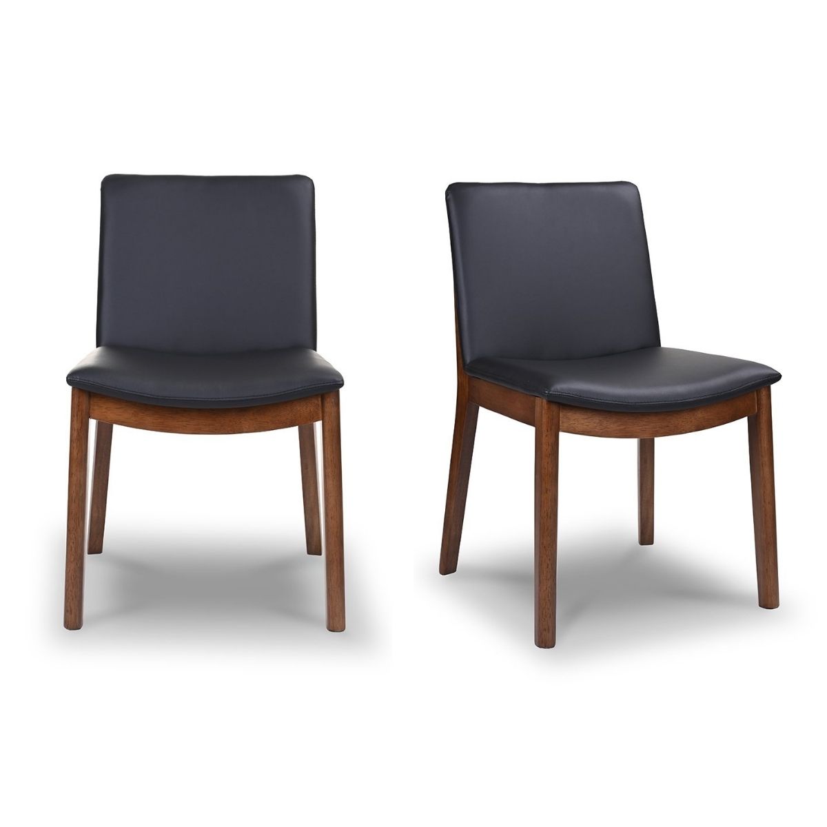Chaise salle à manger Laura mid-century bois solide ensemble 2 tissu noir