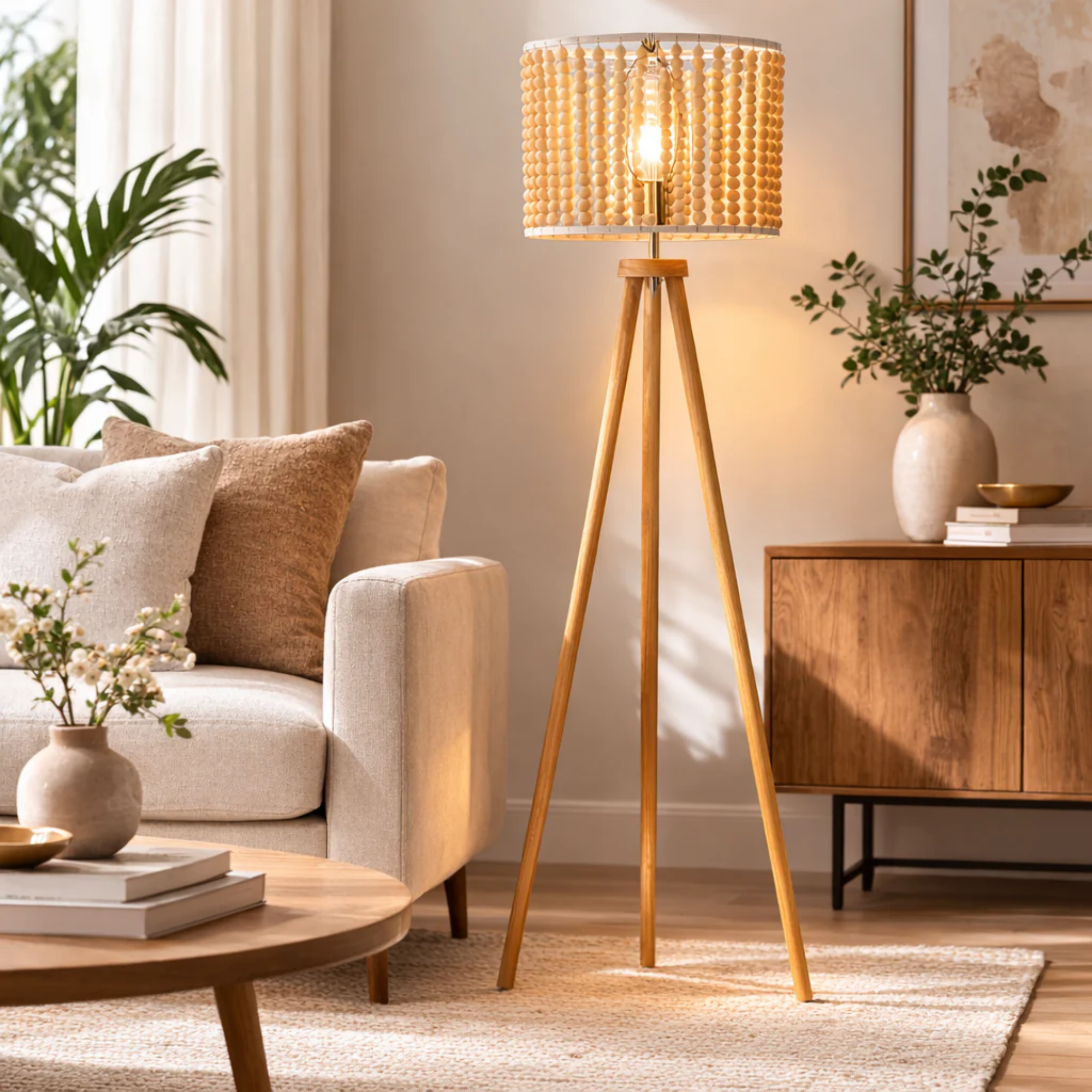 Lampadaire lecture Brillo 3 pieds salon chambre naturel 110V