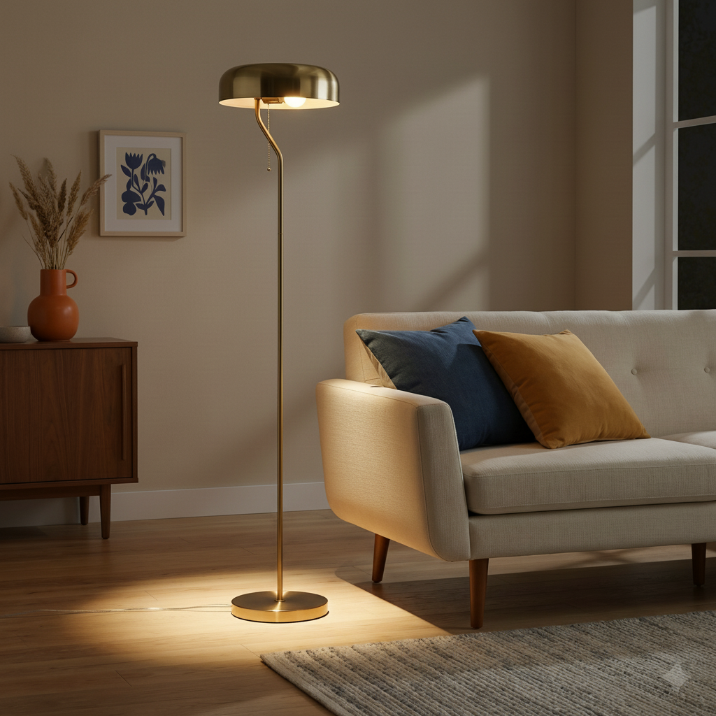Lampadaire Spectra doré/blanc intérieur chambre bureau 110-120V