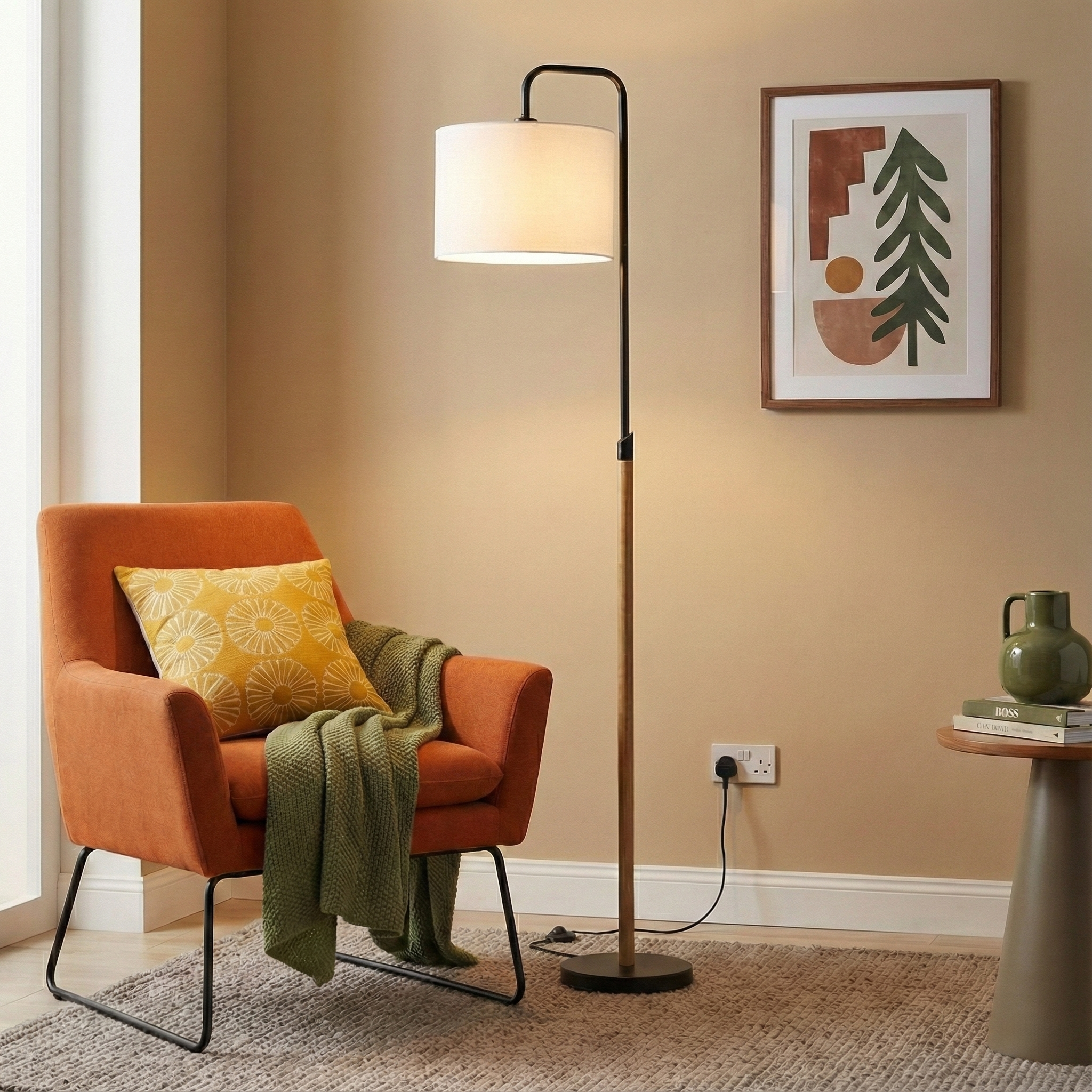 Lampadaire cylindre, courbe chambre salon bureau Lior 110V