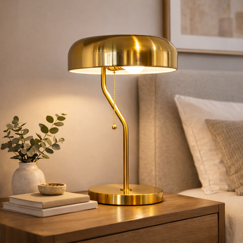 Lampe table chevet style européen, doré/blanc, 110-120V