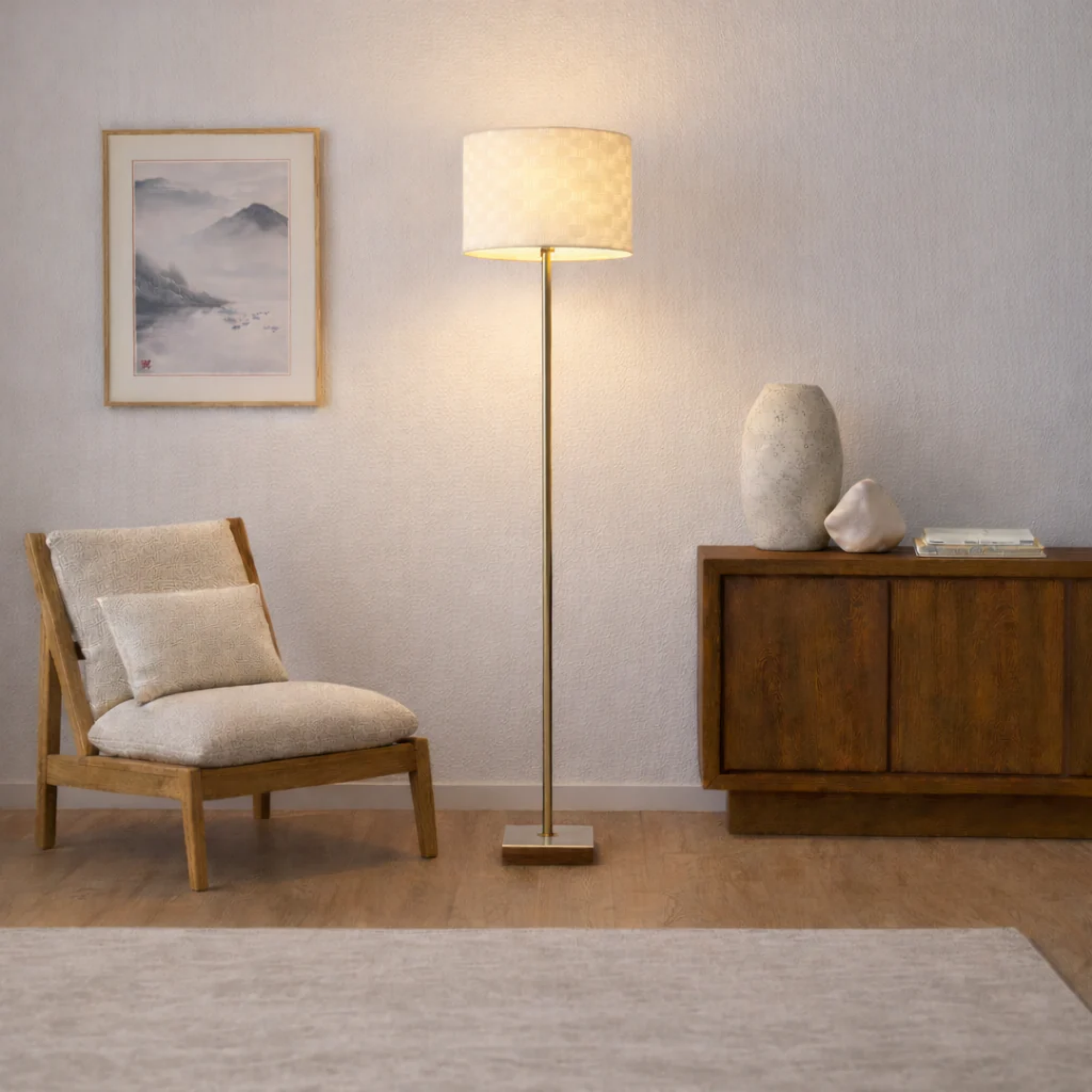 Lampadaire minimaliste base marbre Viora