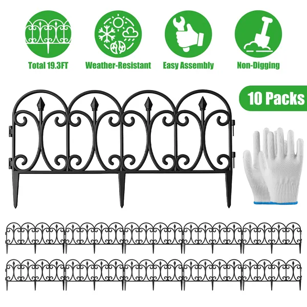 Bordure gazon décor 10 paquets clôture jardin 19,3 pi total