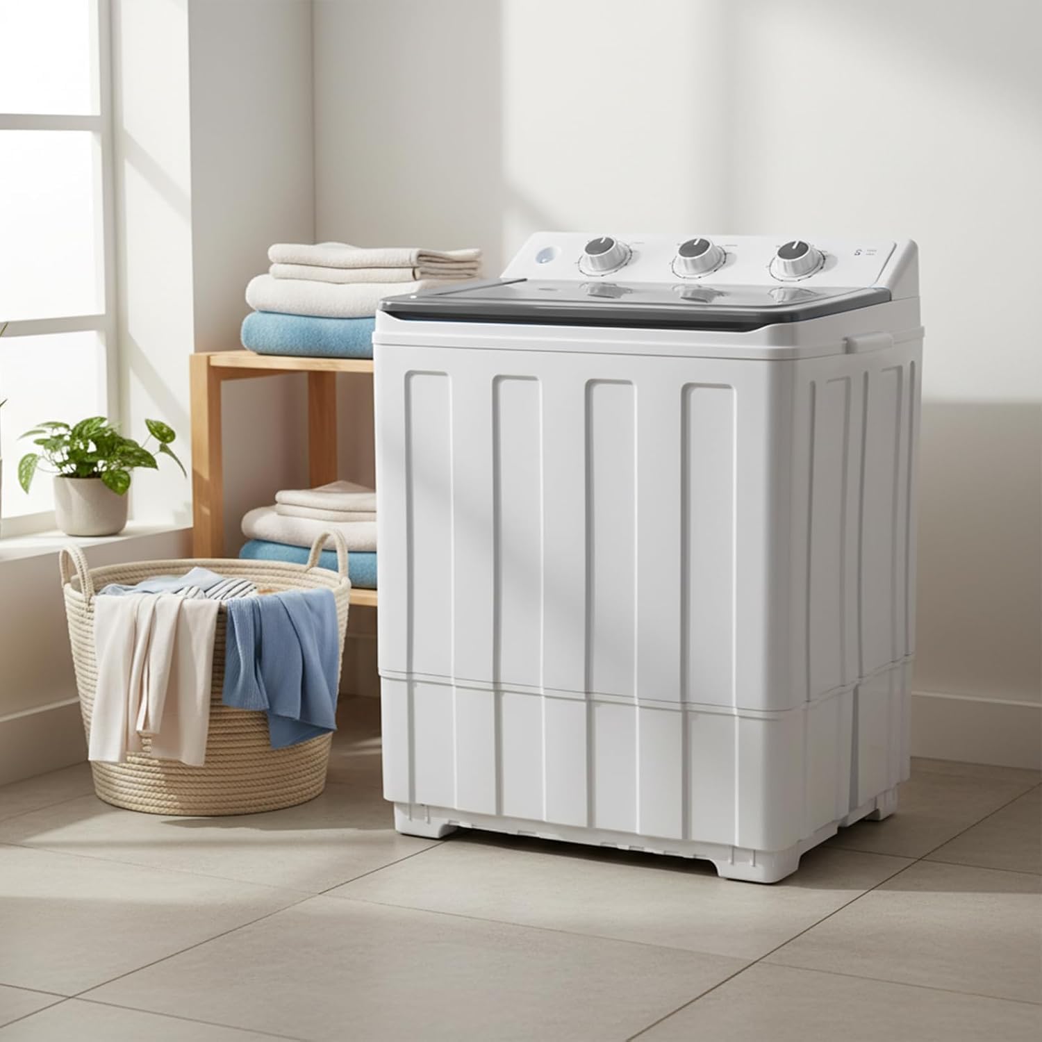 Machine à laver portable 14lbs jumeaux gris compact