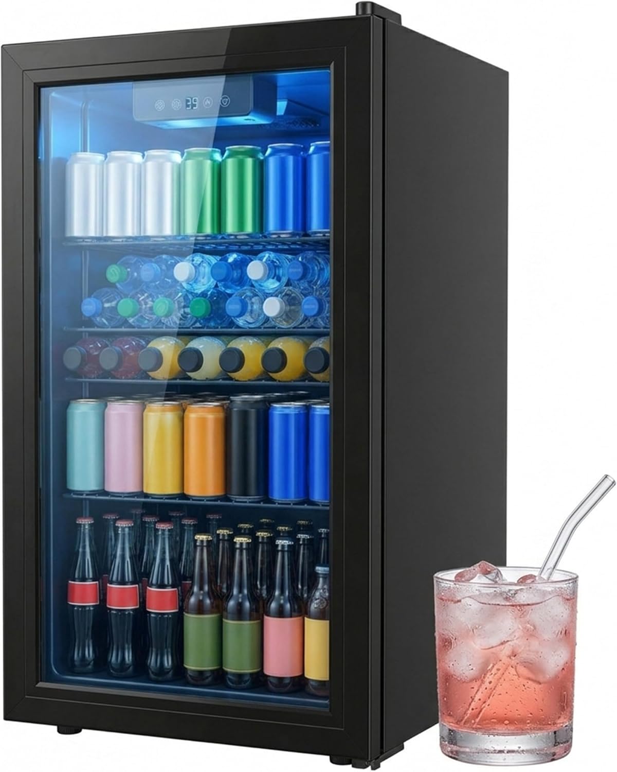 Réfrigérateur boissons 3,3 pc, 126 canettes, porte verre