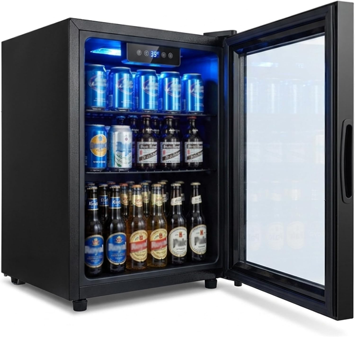 Mini frigo 1,8 pi³ 70 canettes, porte vitrée, contrôle température, silencieux