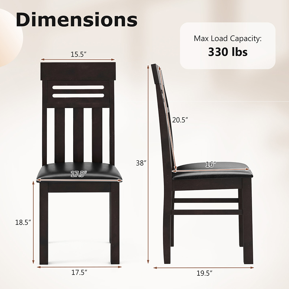 2 chaises salle à manger cuir PU dossier haut 330 lb
