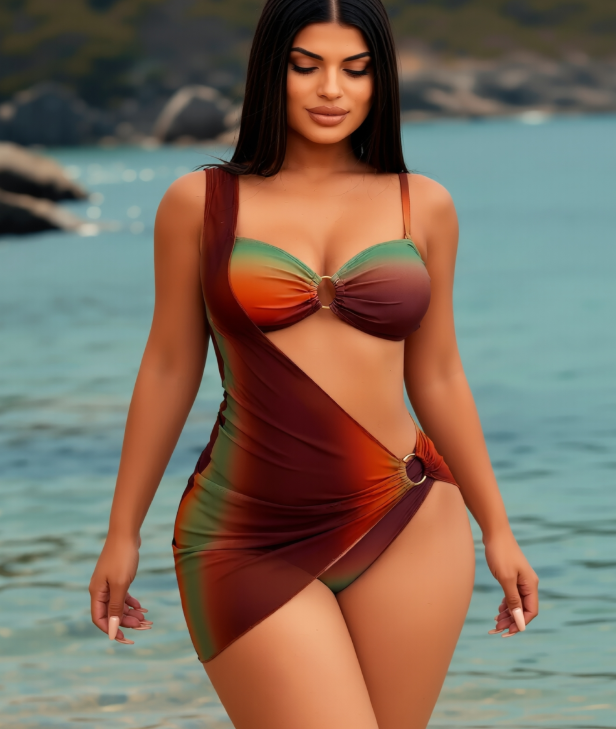 Ensemble 3 pièces maillot décontracté femme KA-P734-12