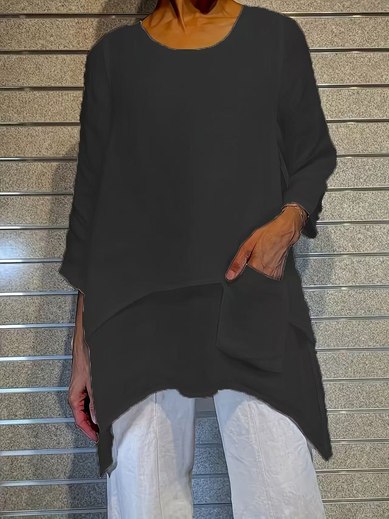 Chandail t-shirt grande taille col jardin élégant