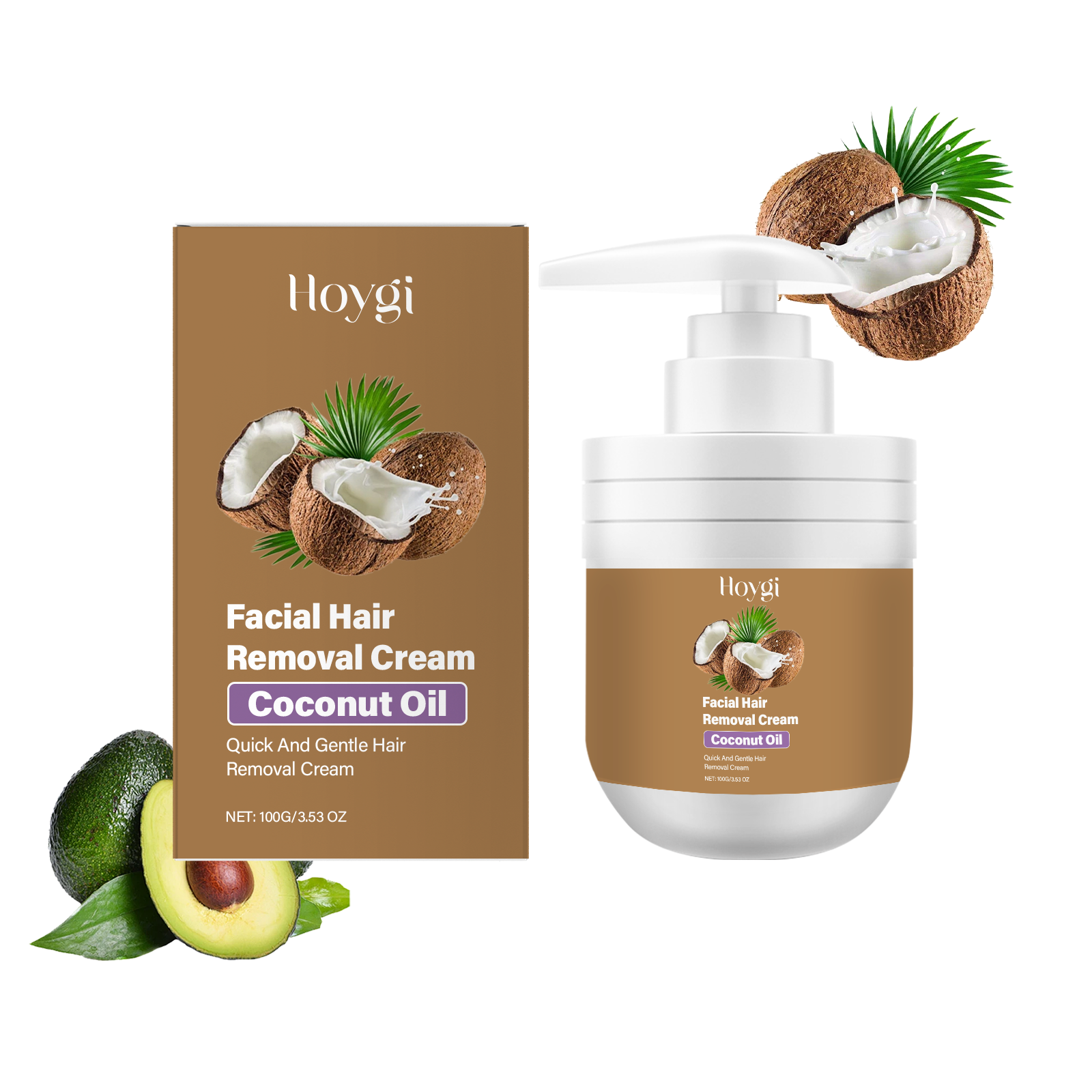 Hoygi crème épilation poils noix coco homme femme