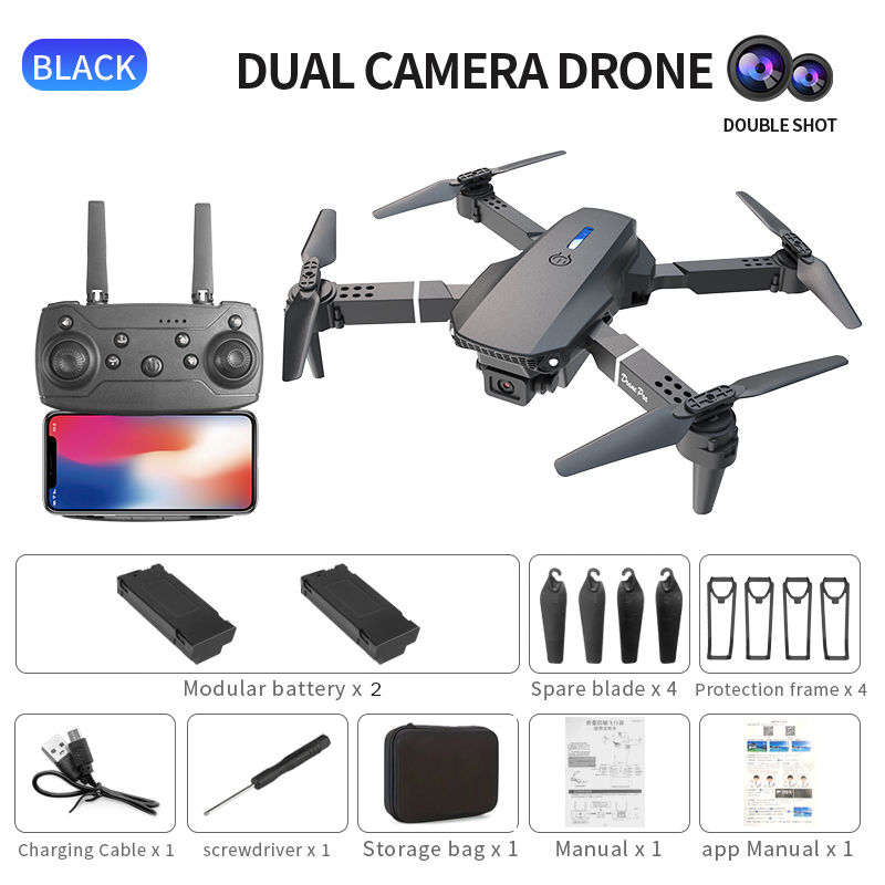E88Pro - Double caméra - Double batterie - NOIR