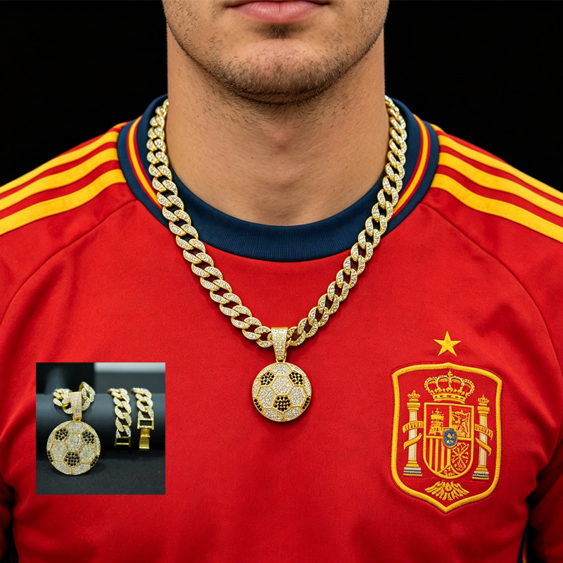 Collier football 13mm chaîne cubaine hip-hop sports