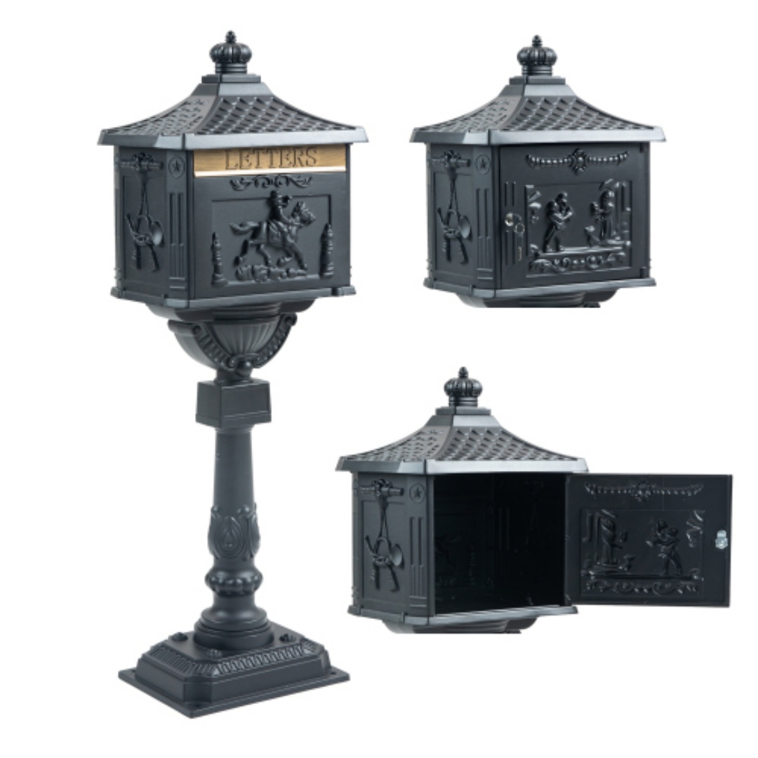 Boîte aux lettres aluminium noir sécurisée