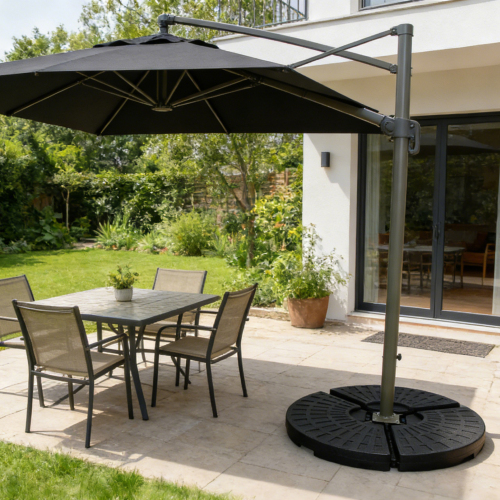 Base parapluie lestée 220 lbs eau sable HDPE noir