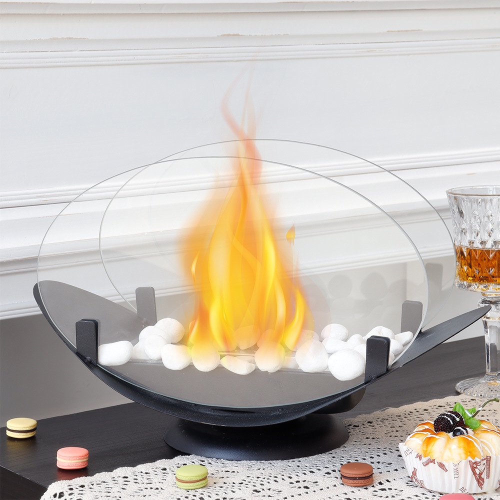 Foyer table verre ovale 11.2 po portable intérieur extérieur