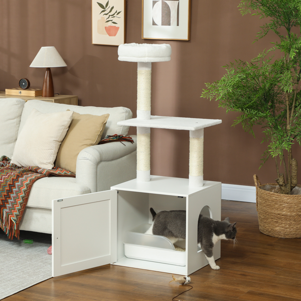 Maison à chats en bois avec arbres à chats