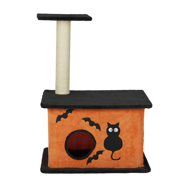 Arbre chat Halloween 33" orange noir plateforme