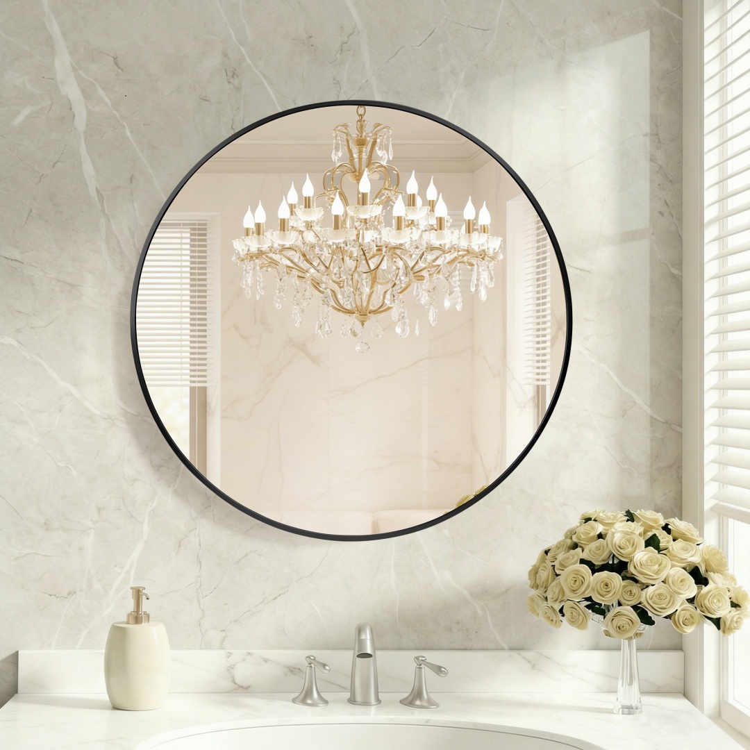 Miroir mural rond salle bain, entrée, chambre, vanité