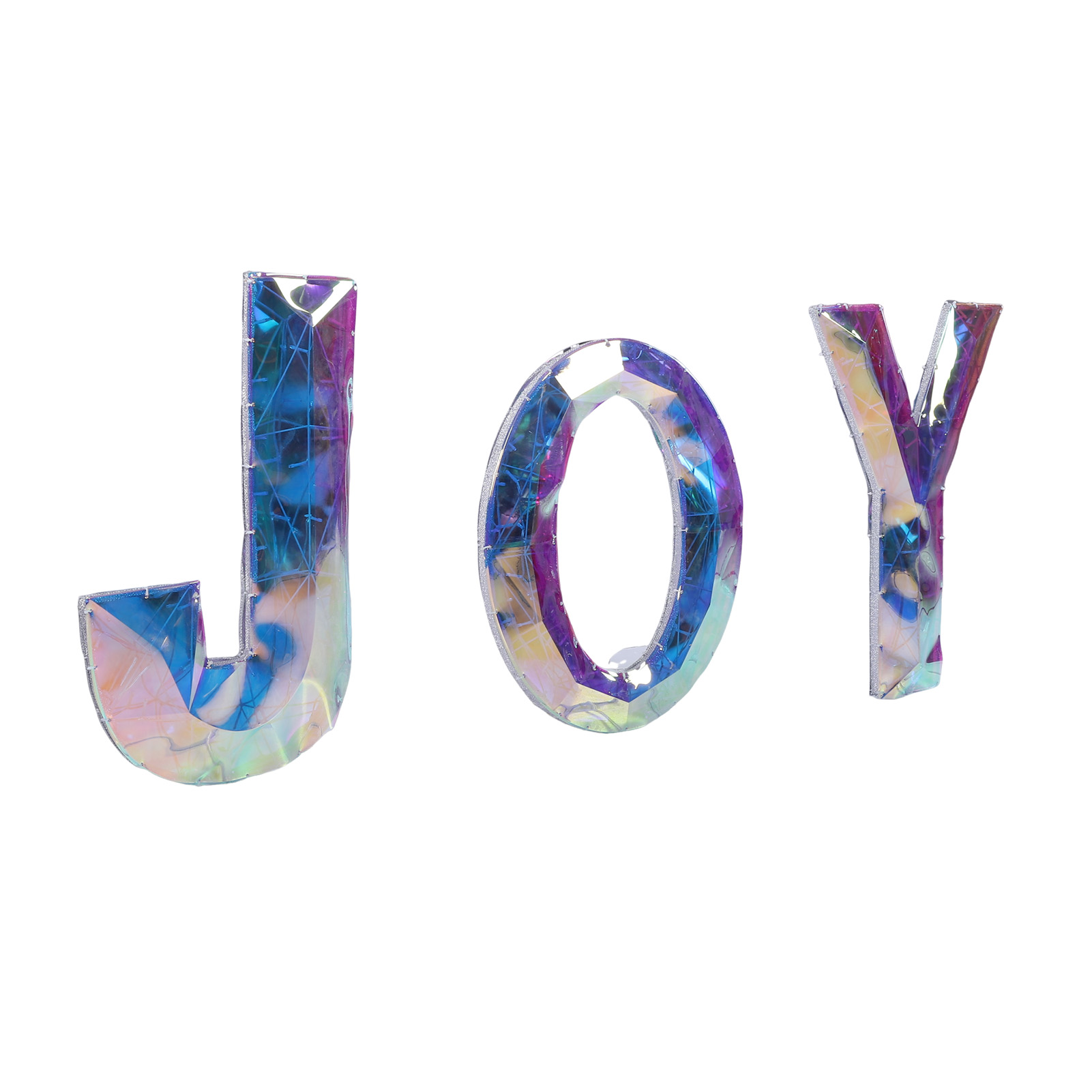 Lettres décor Noël extérieur 3 pièces LED prisme métal PVC