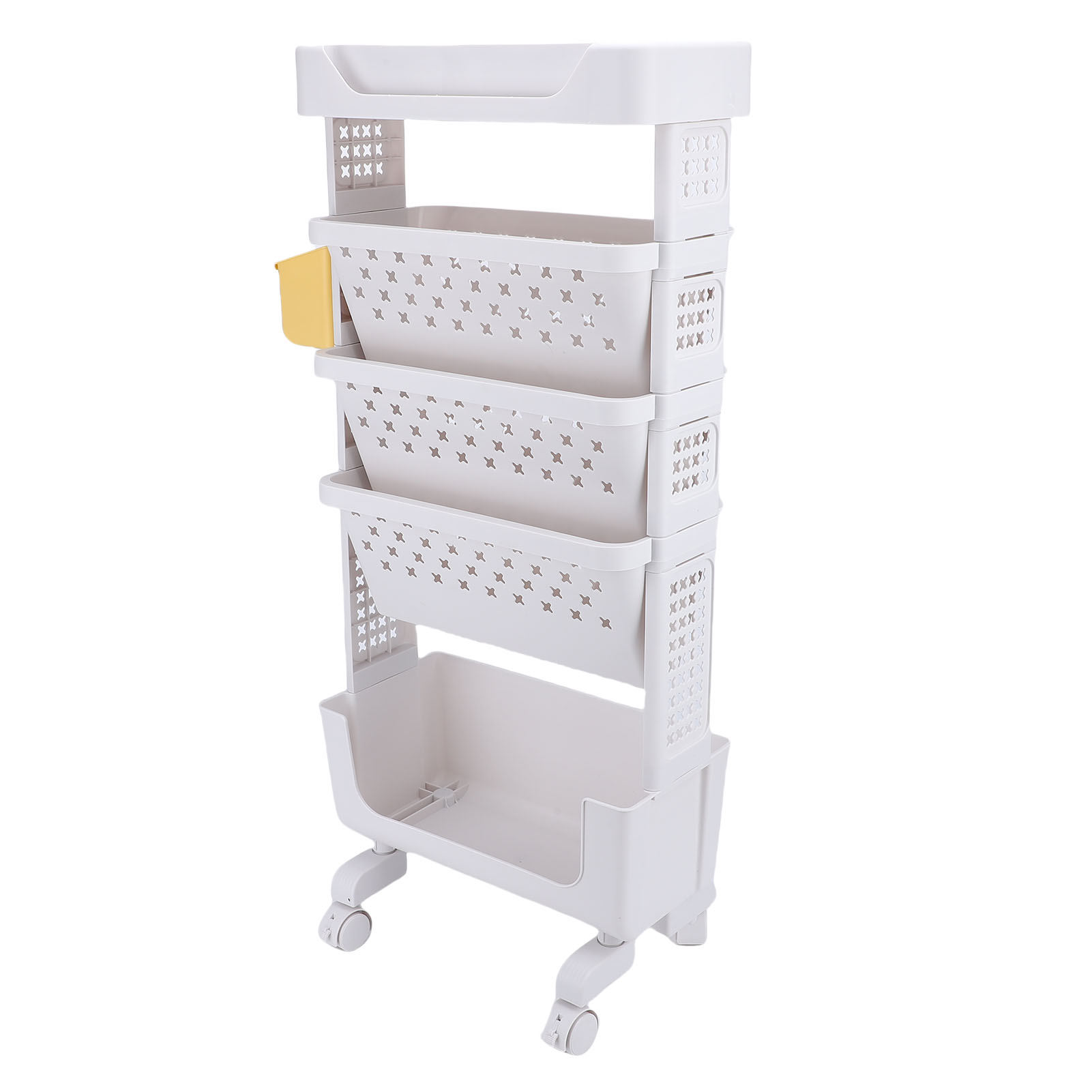 Chariot livres 5 étages roulant blanc, verrouillable