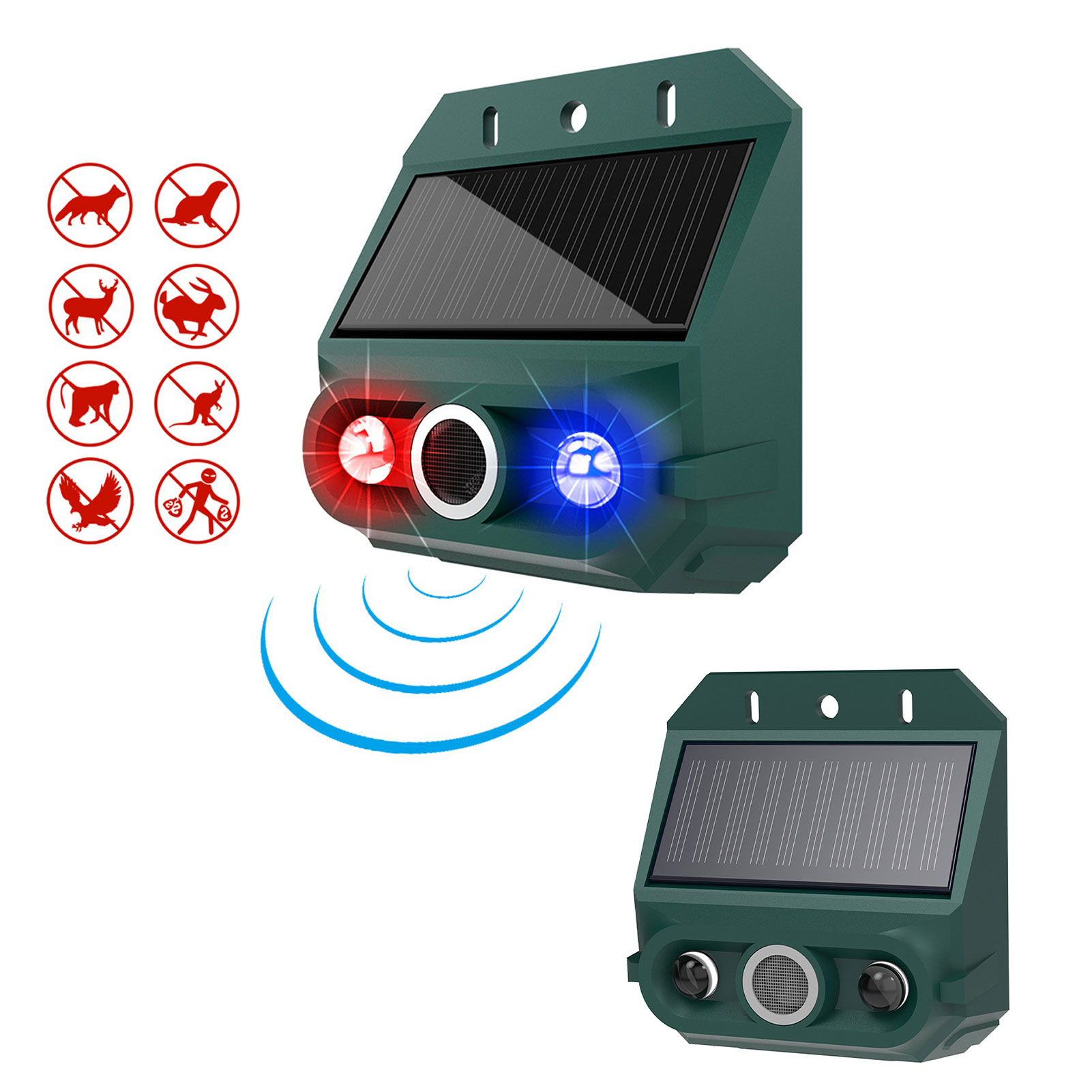 Alarme capteur solaire répulsif 129dB 4 modes IP55 2 paquets