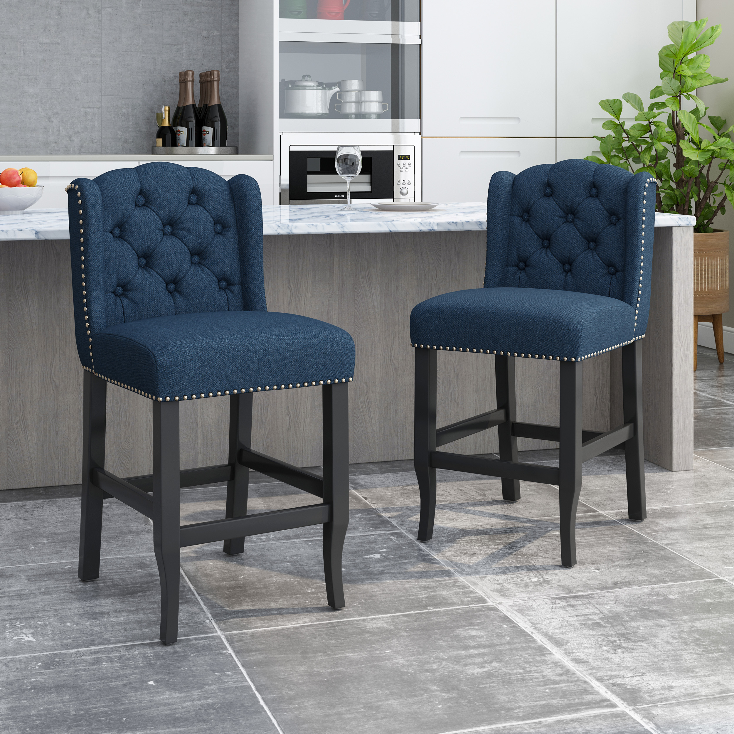 Vienna Tabourets comptoir dossier 27po bleu marine, 2