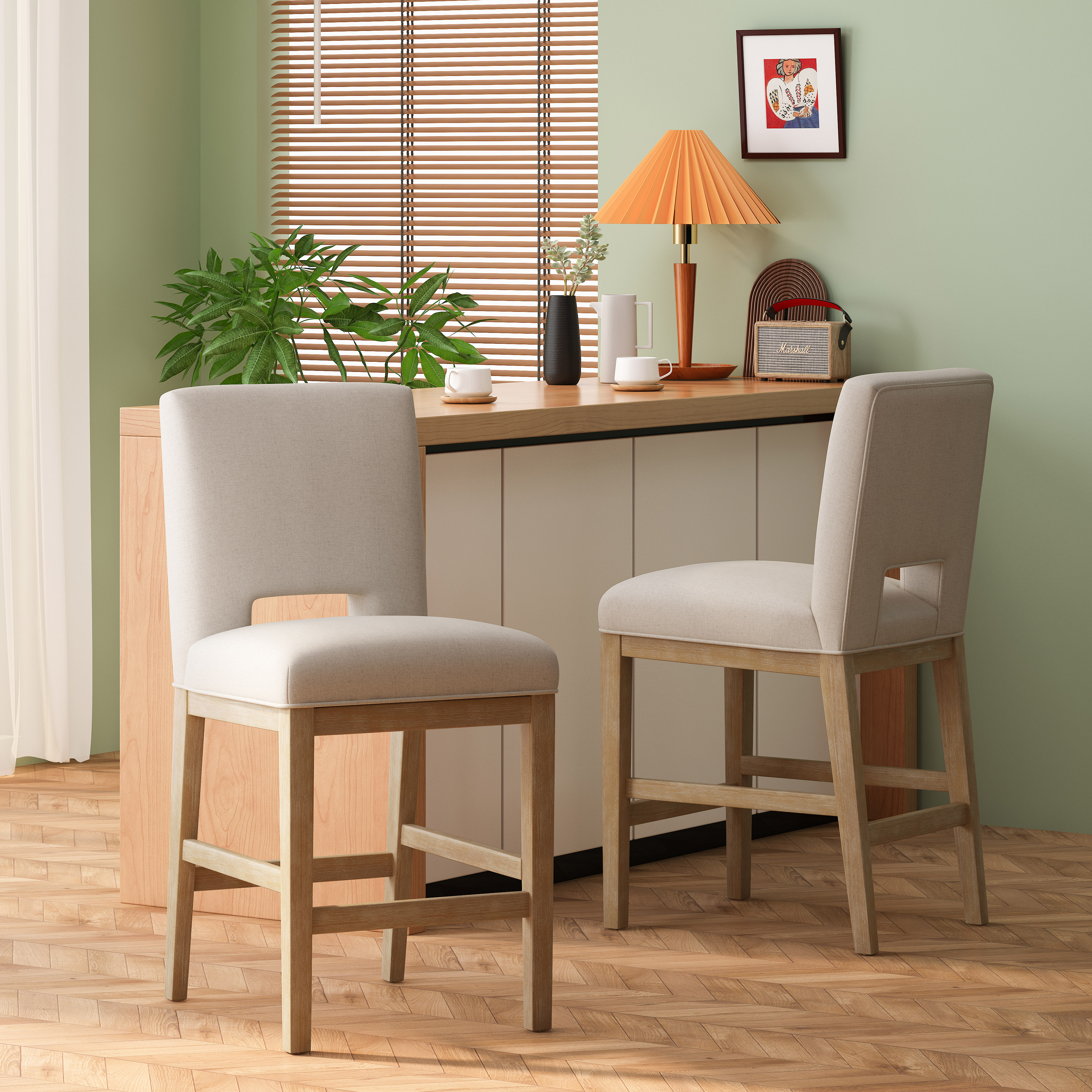 Tabourets comptoir 27 po, ensemble de 2, tissu