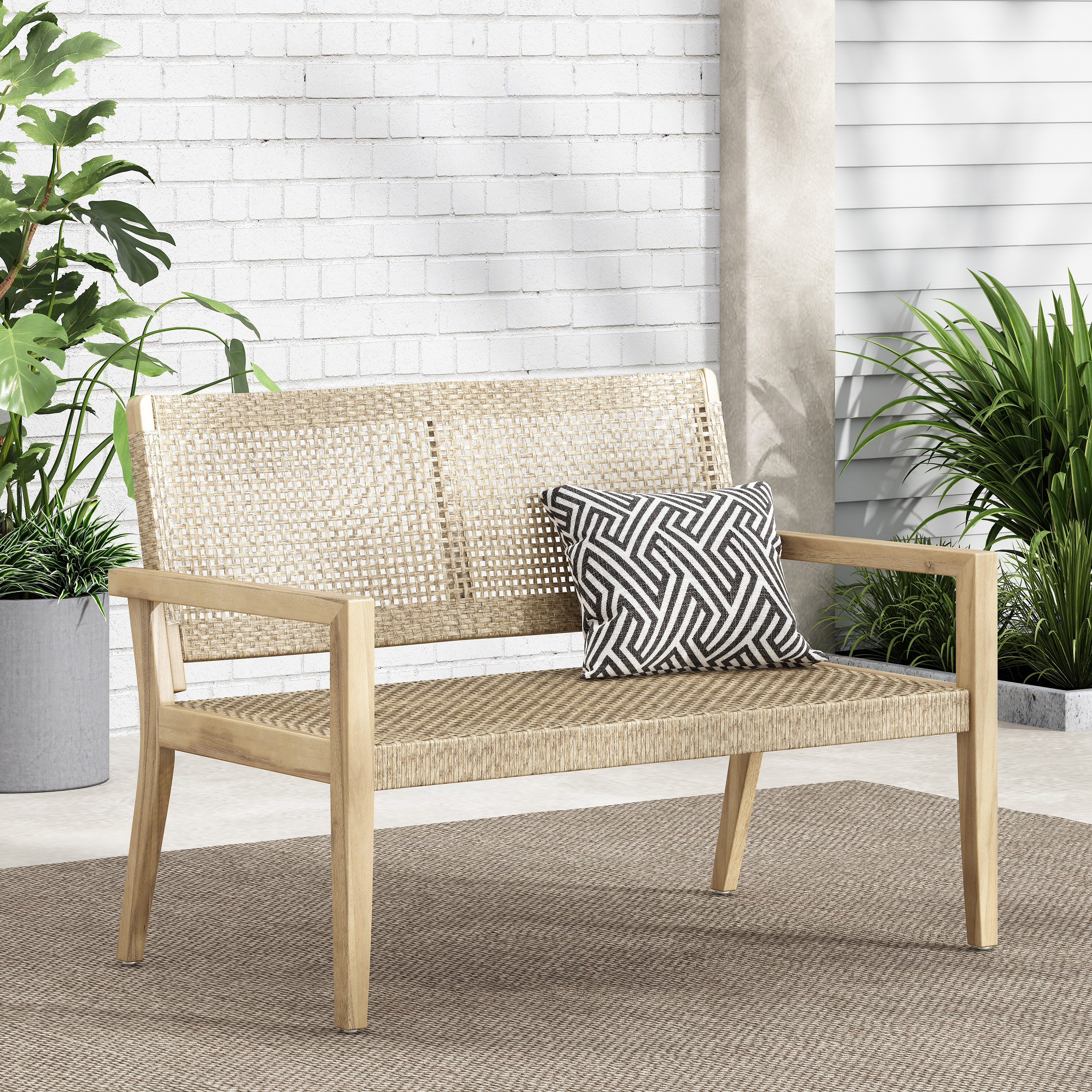 Causeuse osier acacia extérieur, multimarron