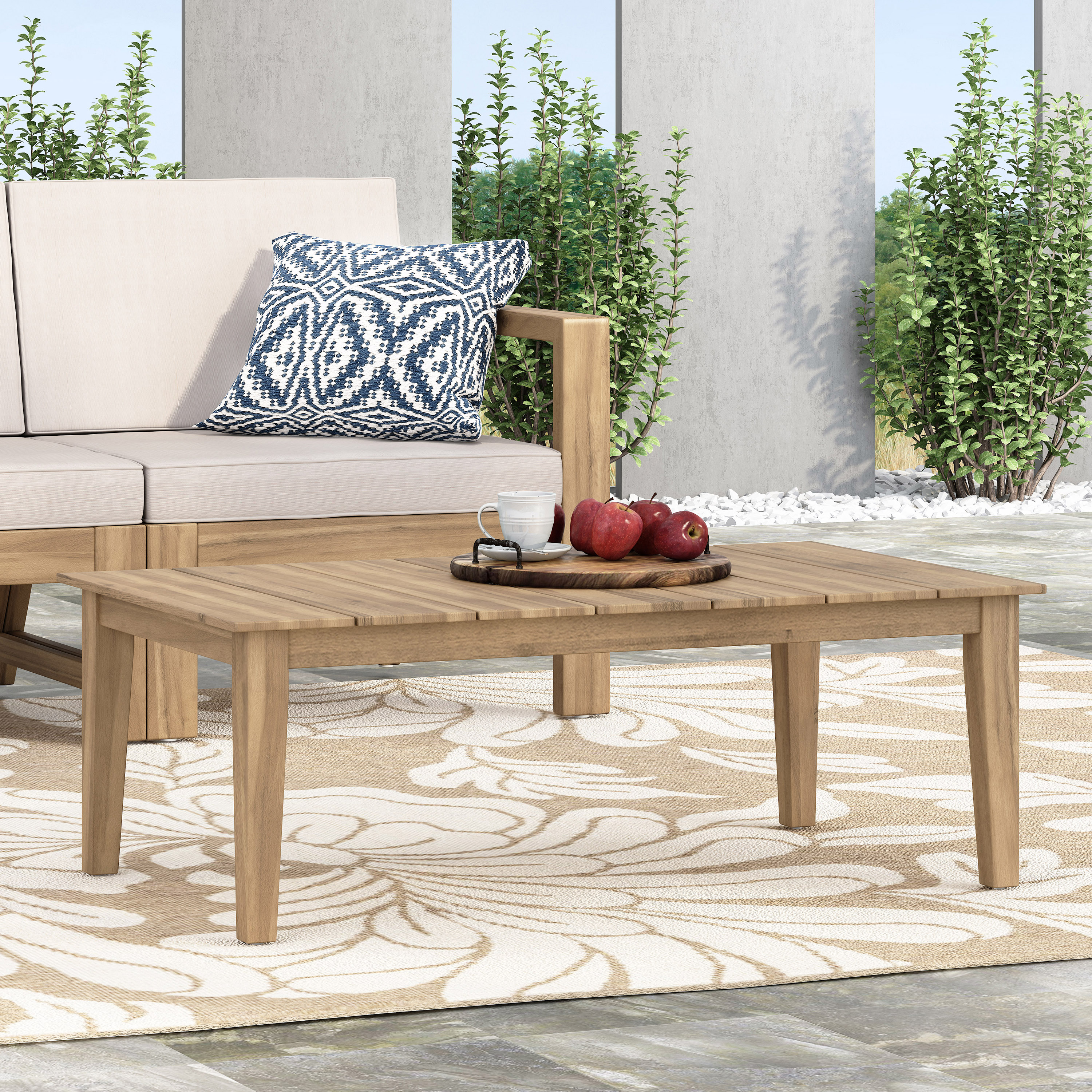 Table café bois acacia marron clair 14H x 23.5L x 39.5P