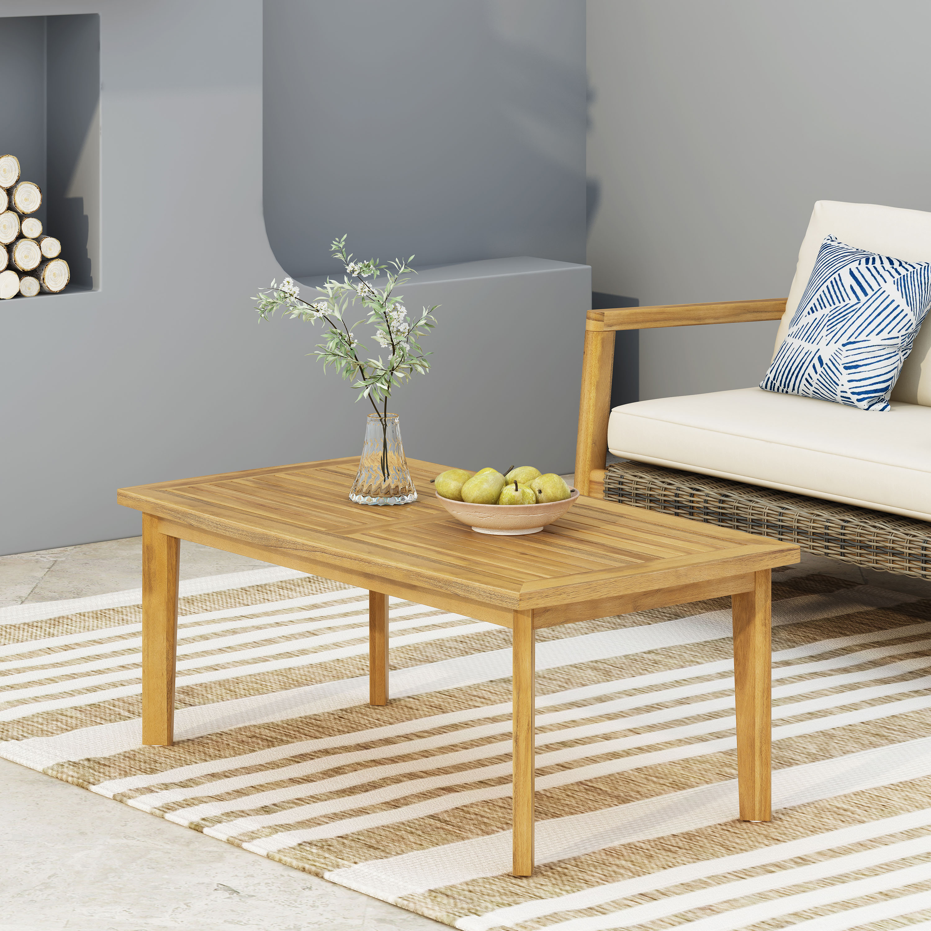 Table à café acacia 43.25'' x 23.50'' x 17'' extérieure